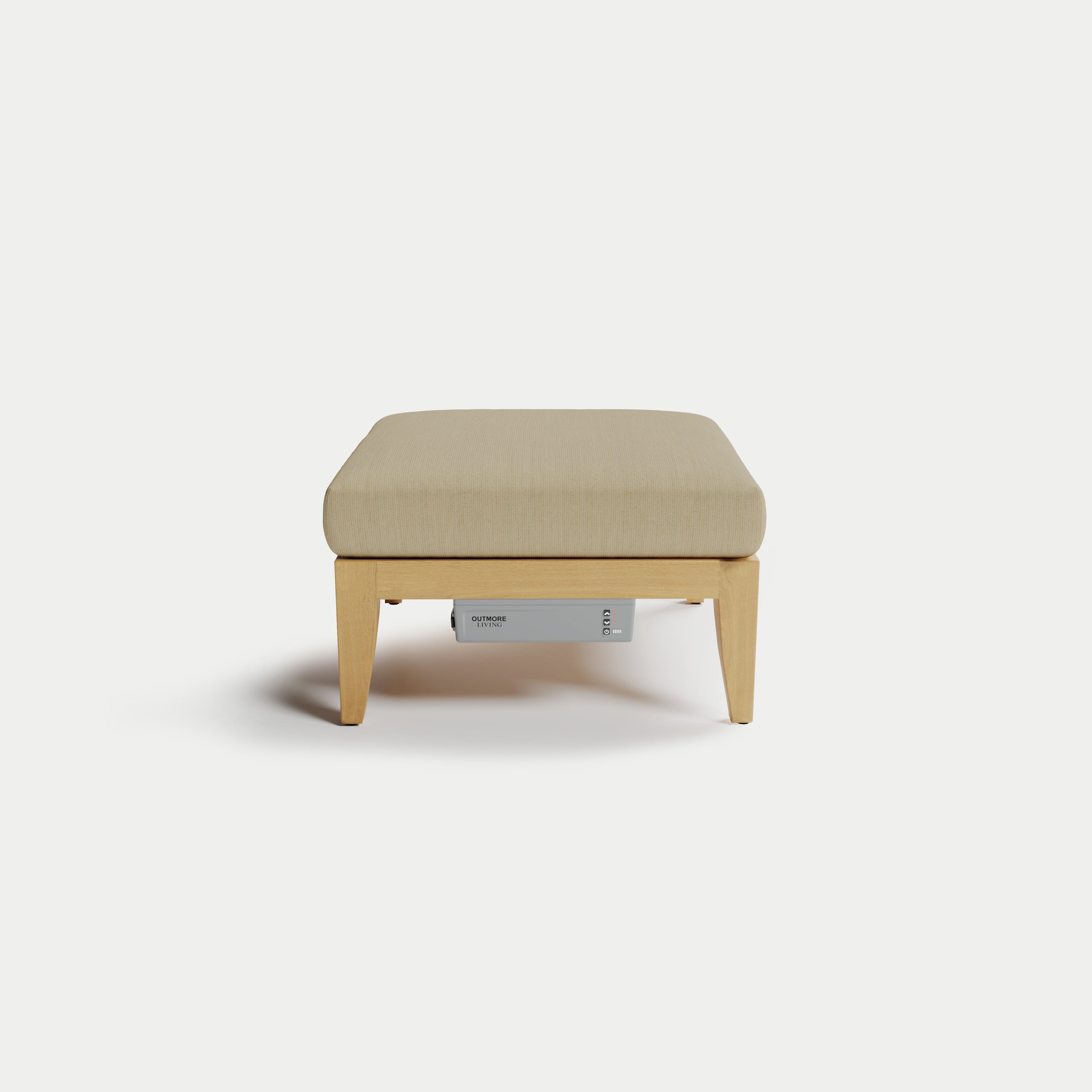 Heated Outdoor Teak Ottoman