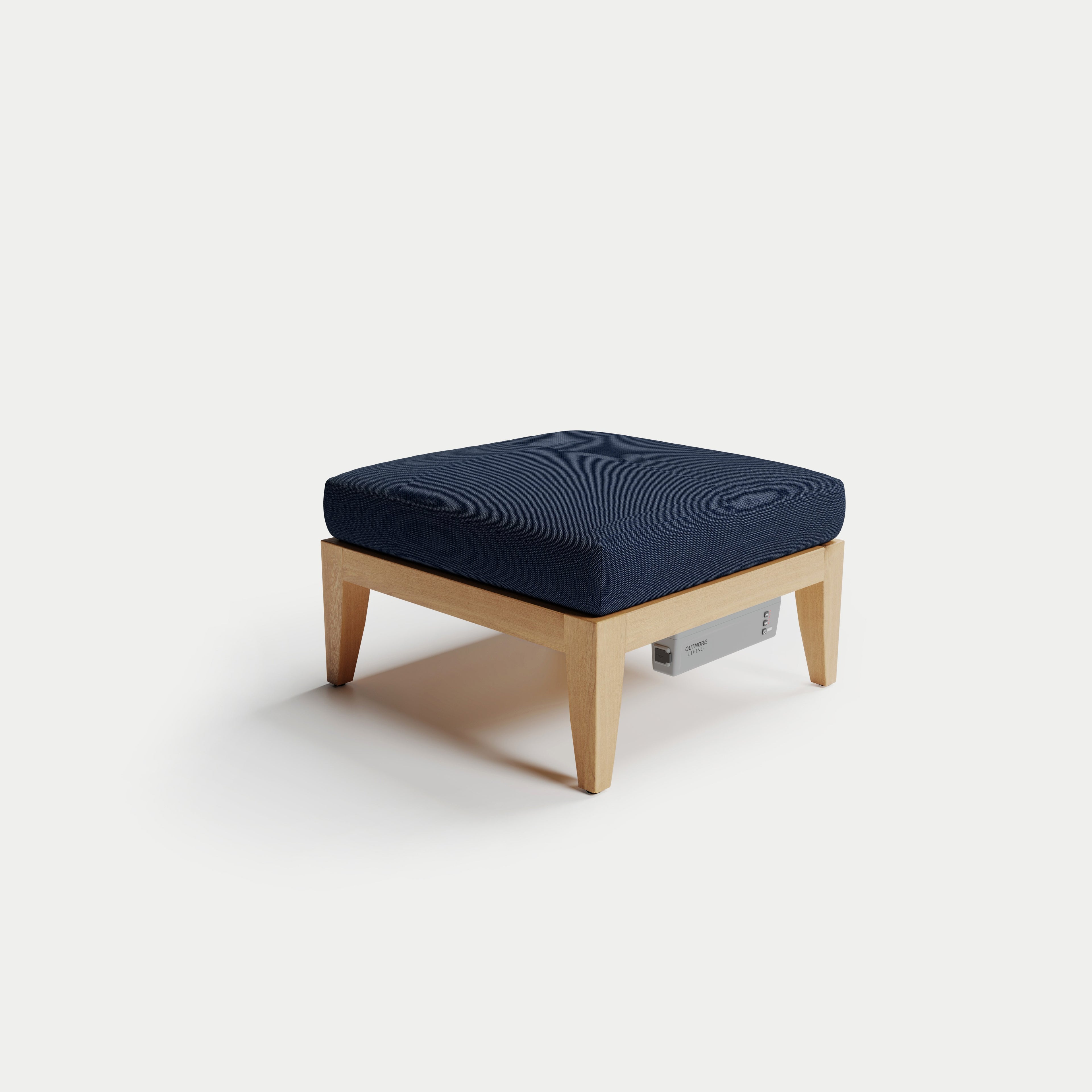 Heated Outdoor Teak Ottoman