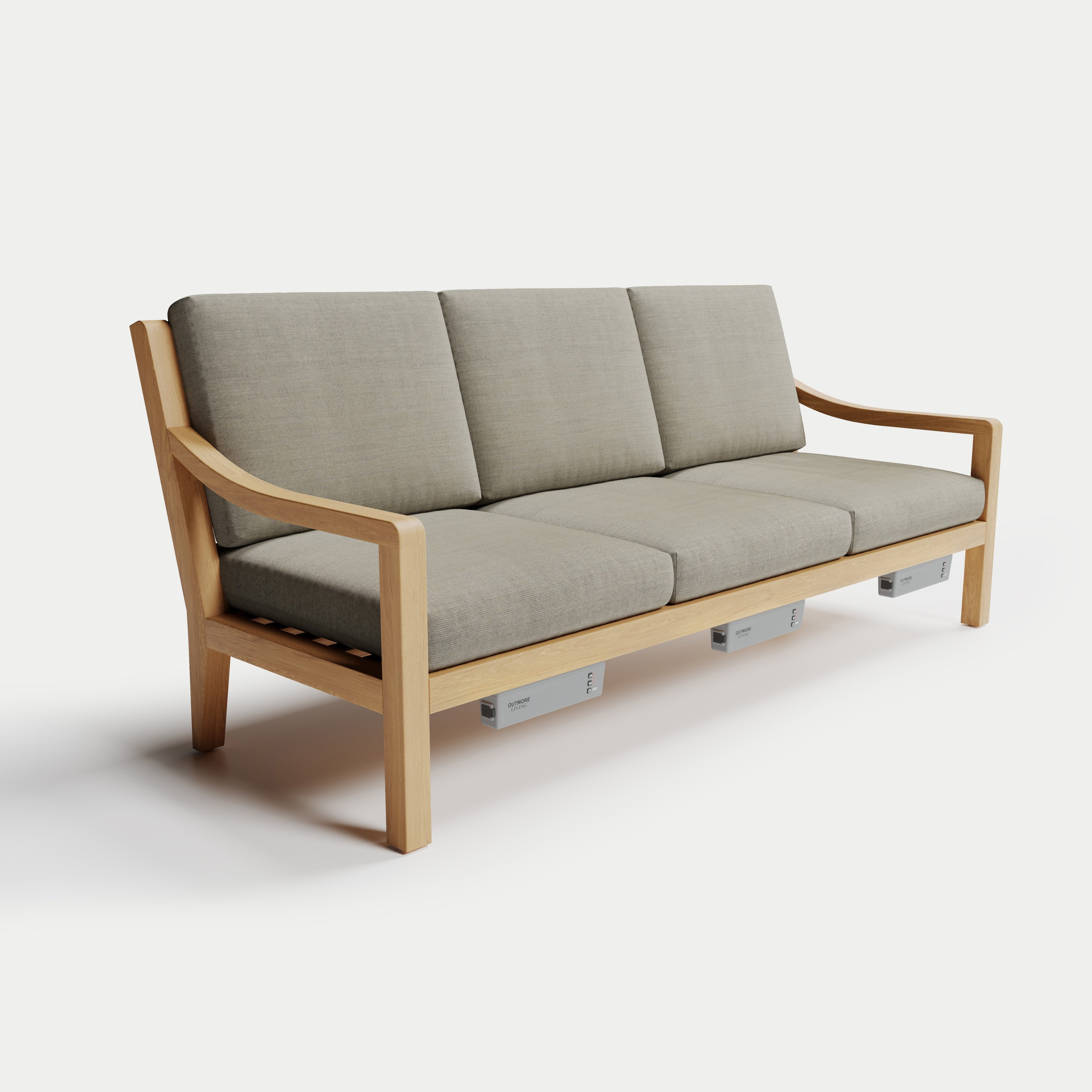 Heated Outdoor Teak Sofa
