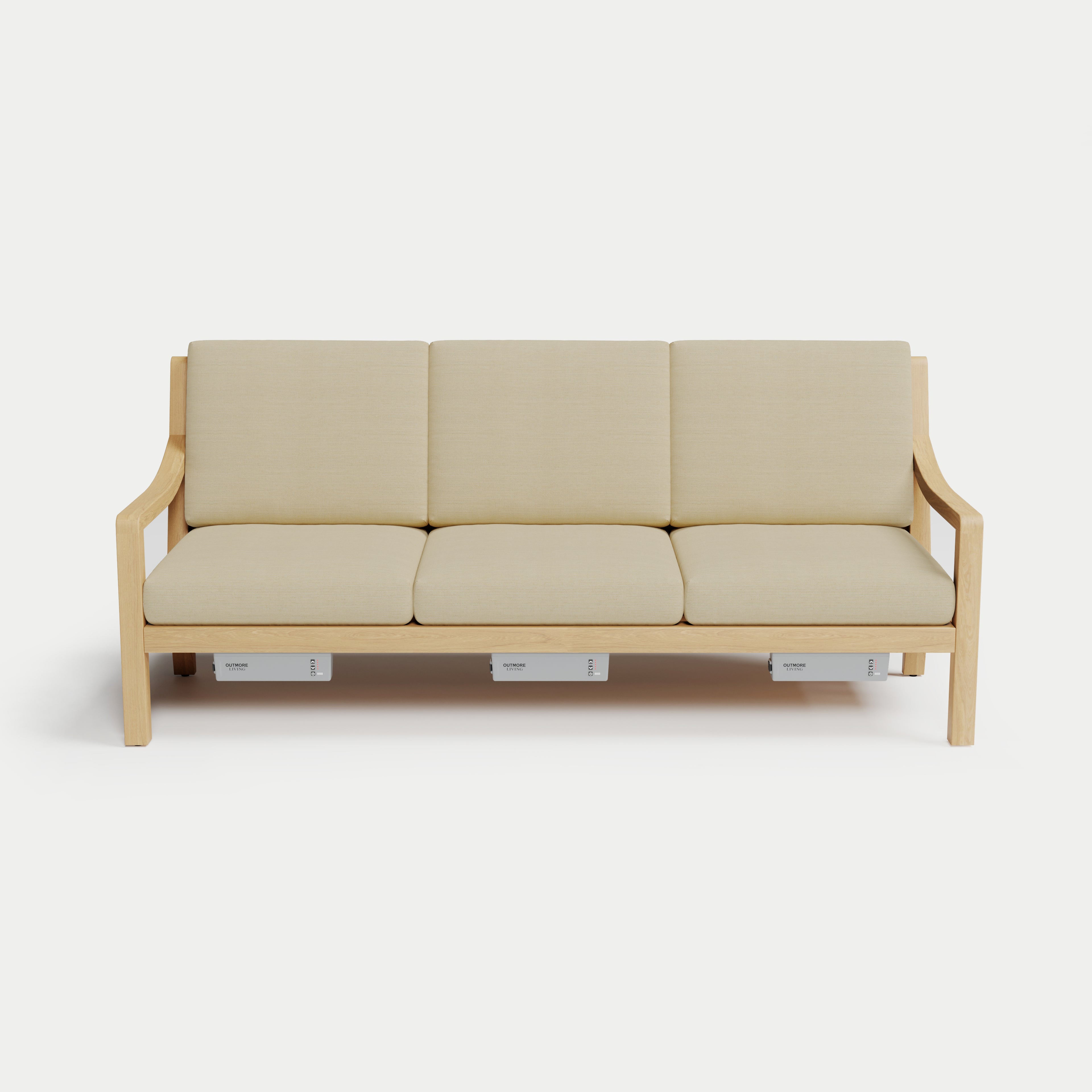Heated Outdoor Teak Sofa