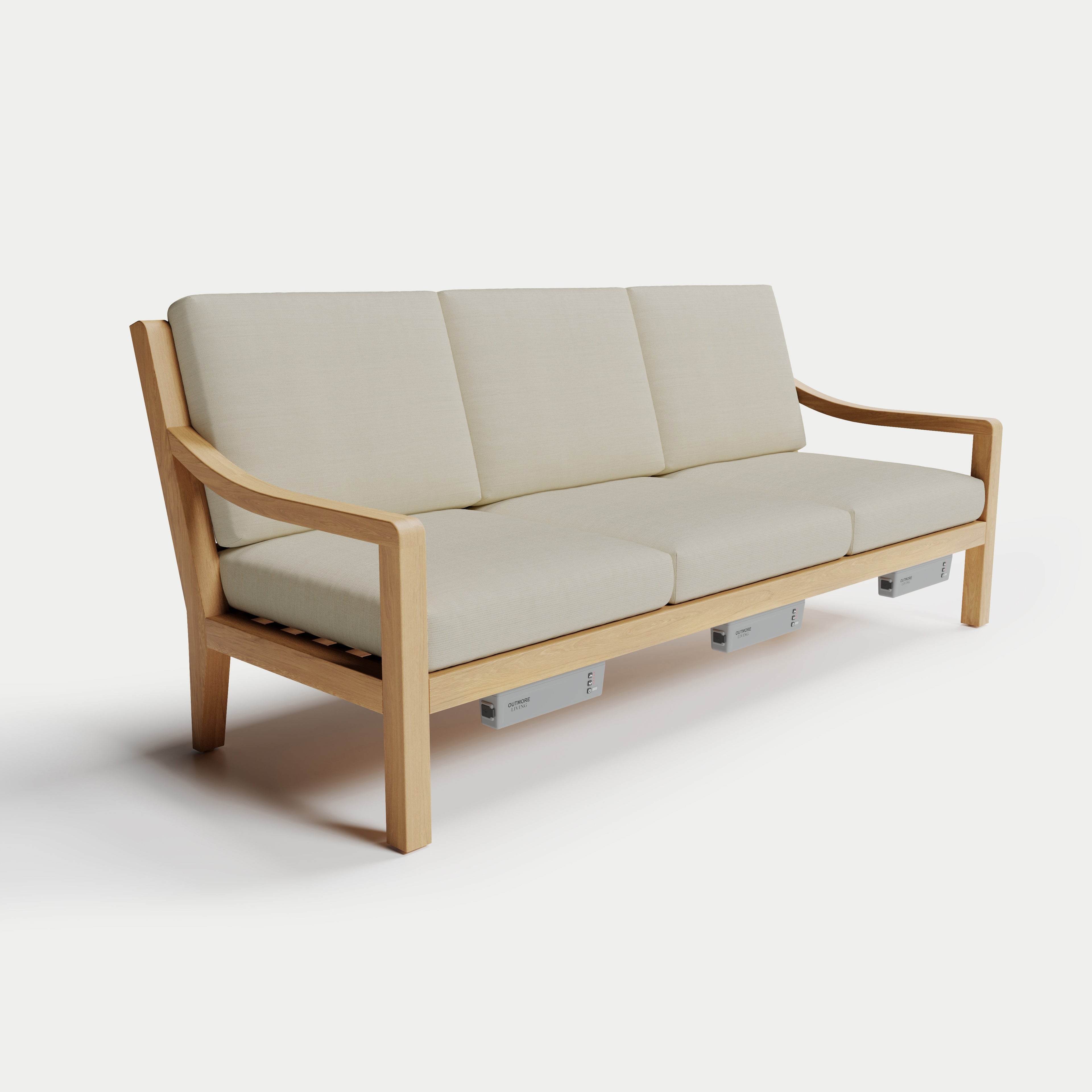 Heated Outdoor Teak Sofa