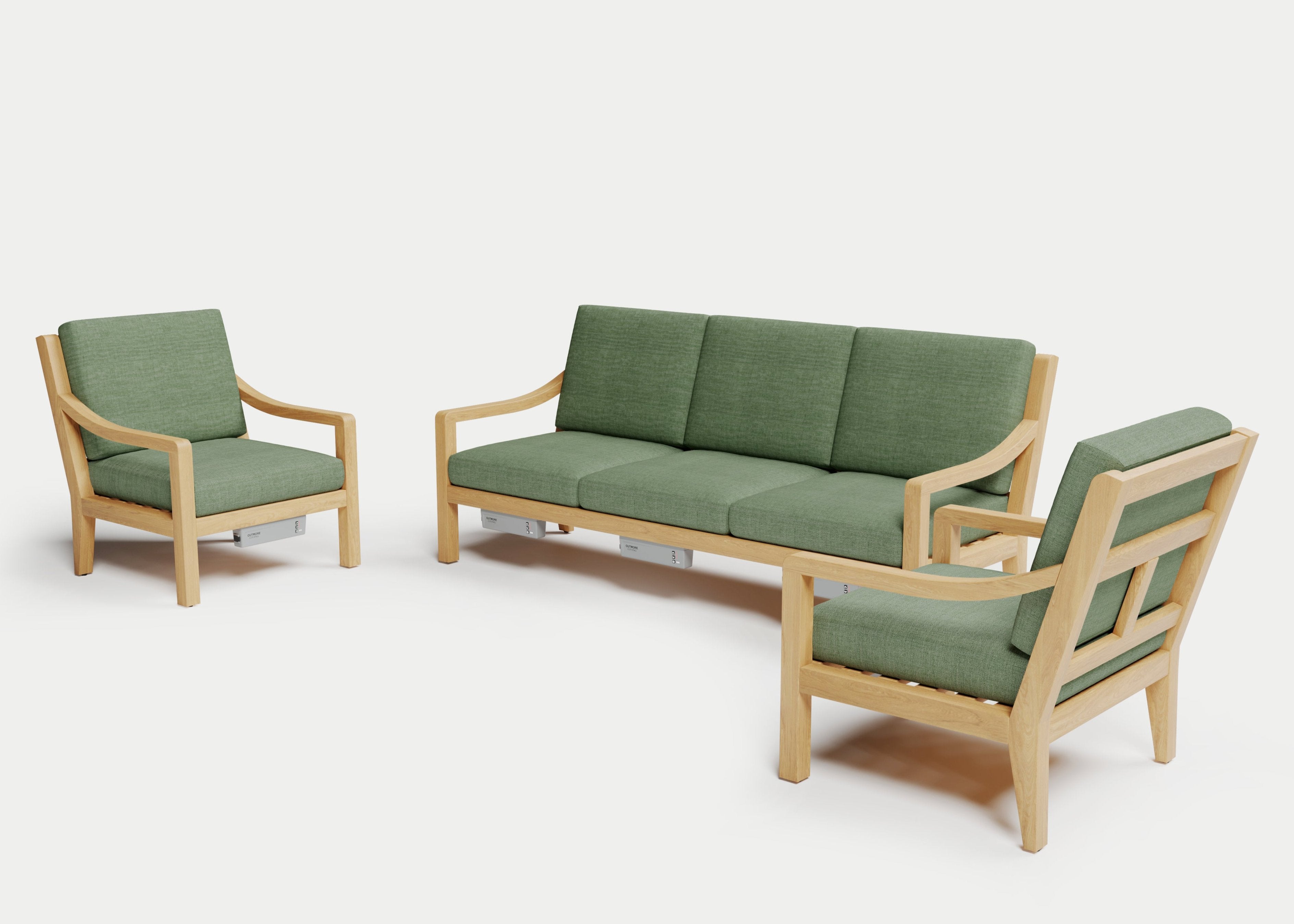 Heated Outdoor Teak Sofa Set