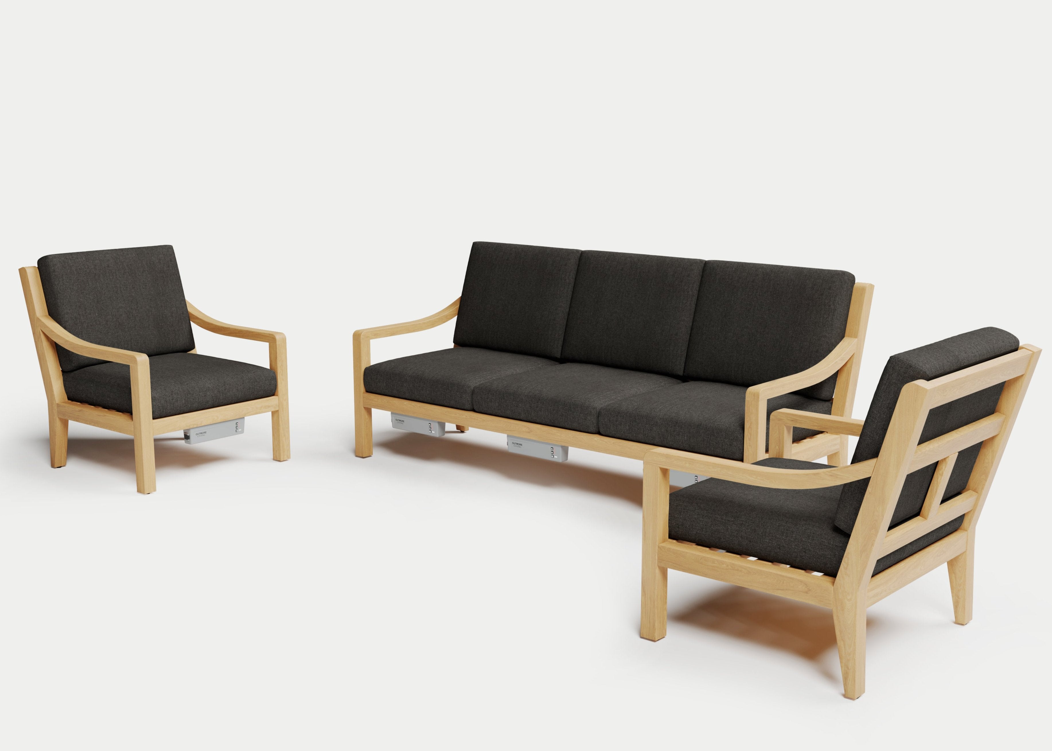 Heated Outdoor Teak Sofa Set