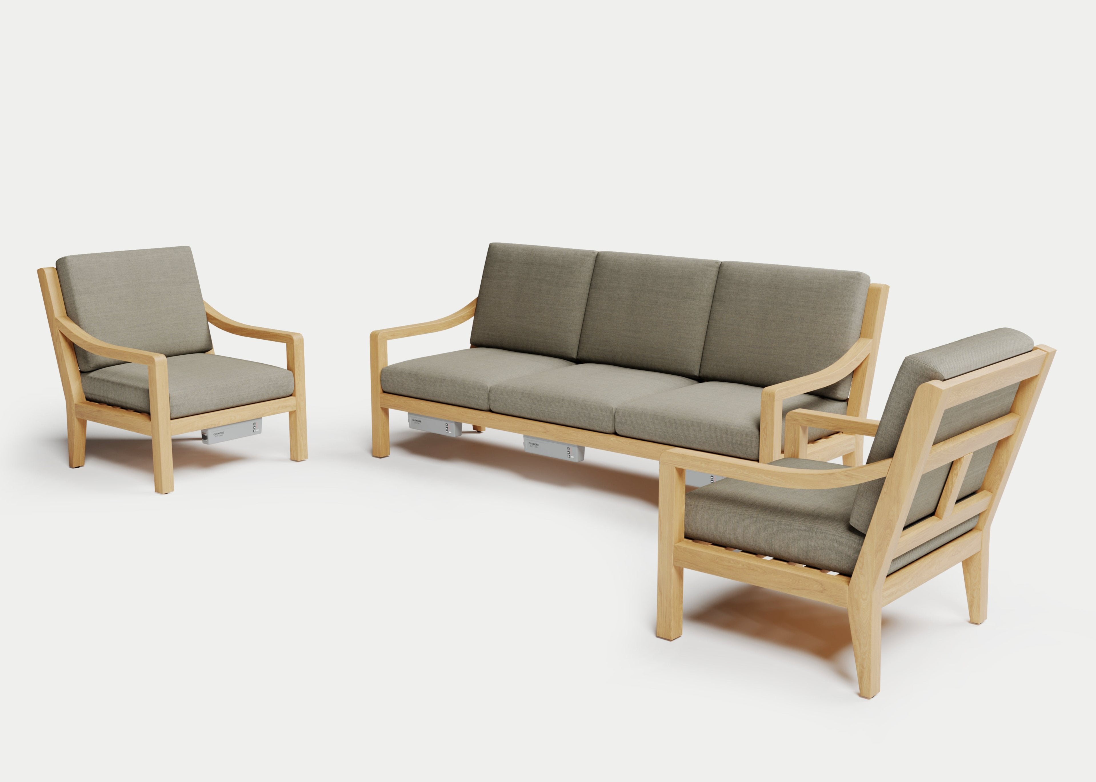 Heated Outdoor Teak Sofa Set