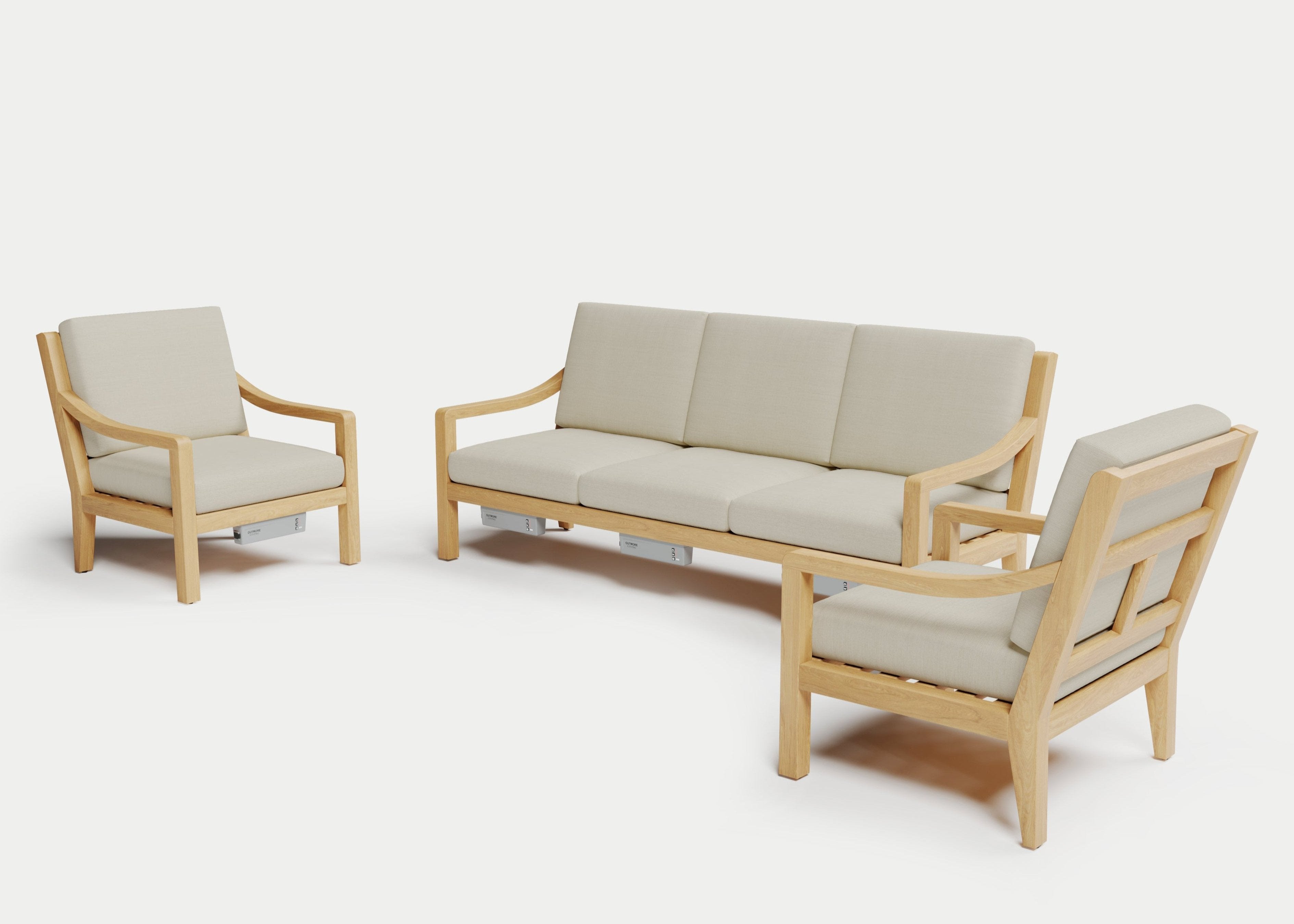 Heated Outdoor Teak Sofa Set