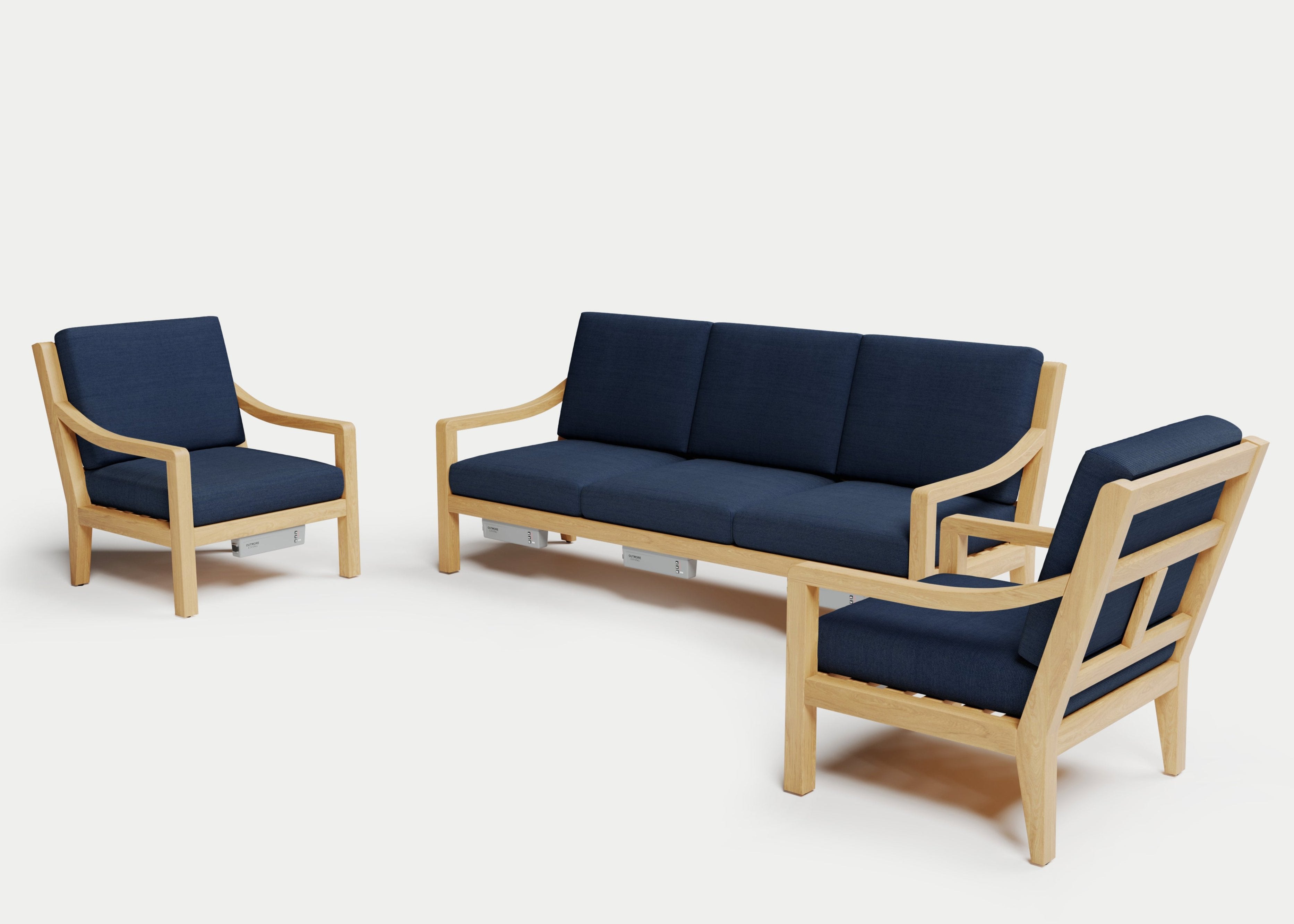 Heated Outdoor Teak Sofa Set