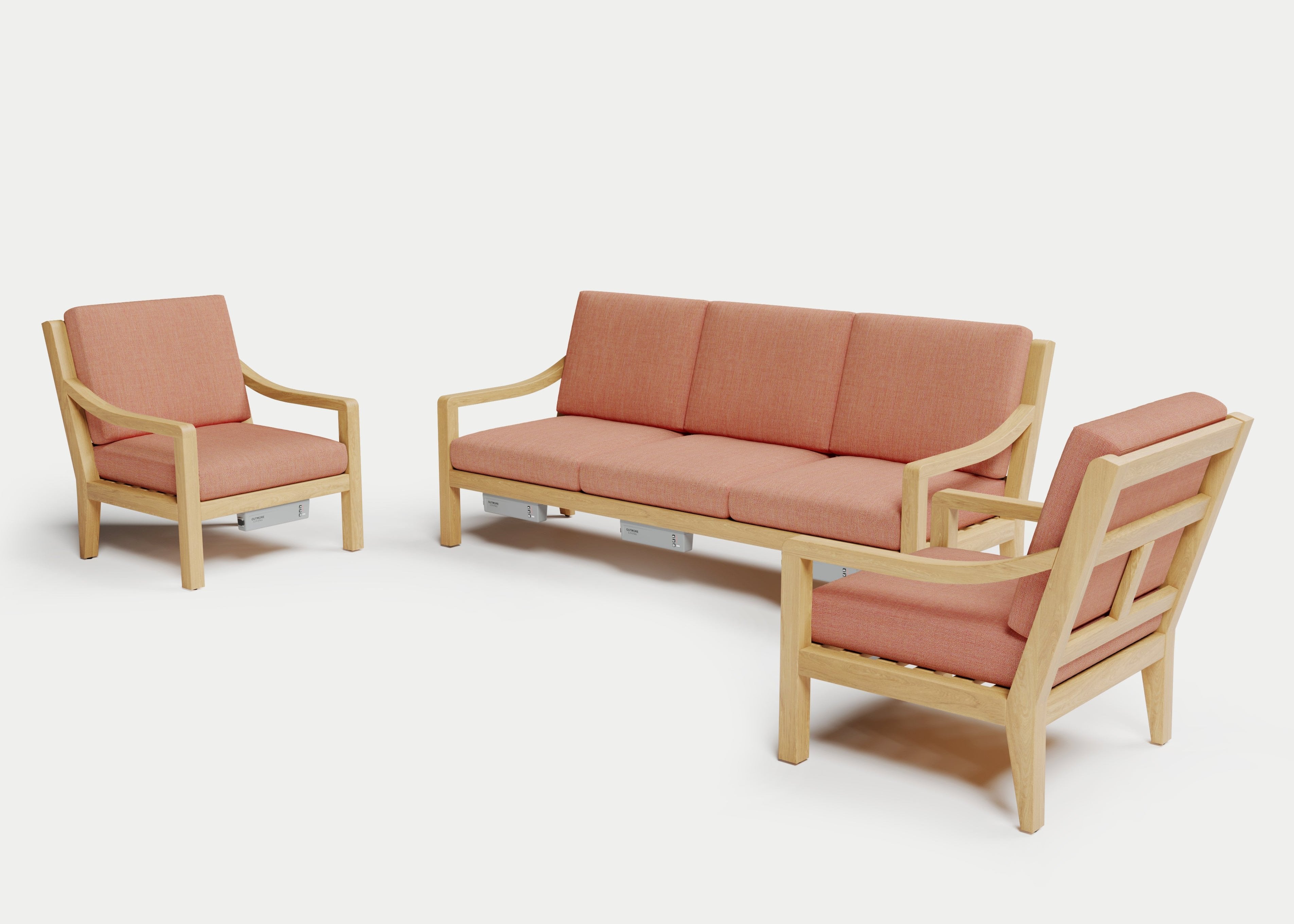 Heated Outdoor Teak Sofa Set