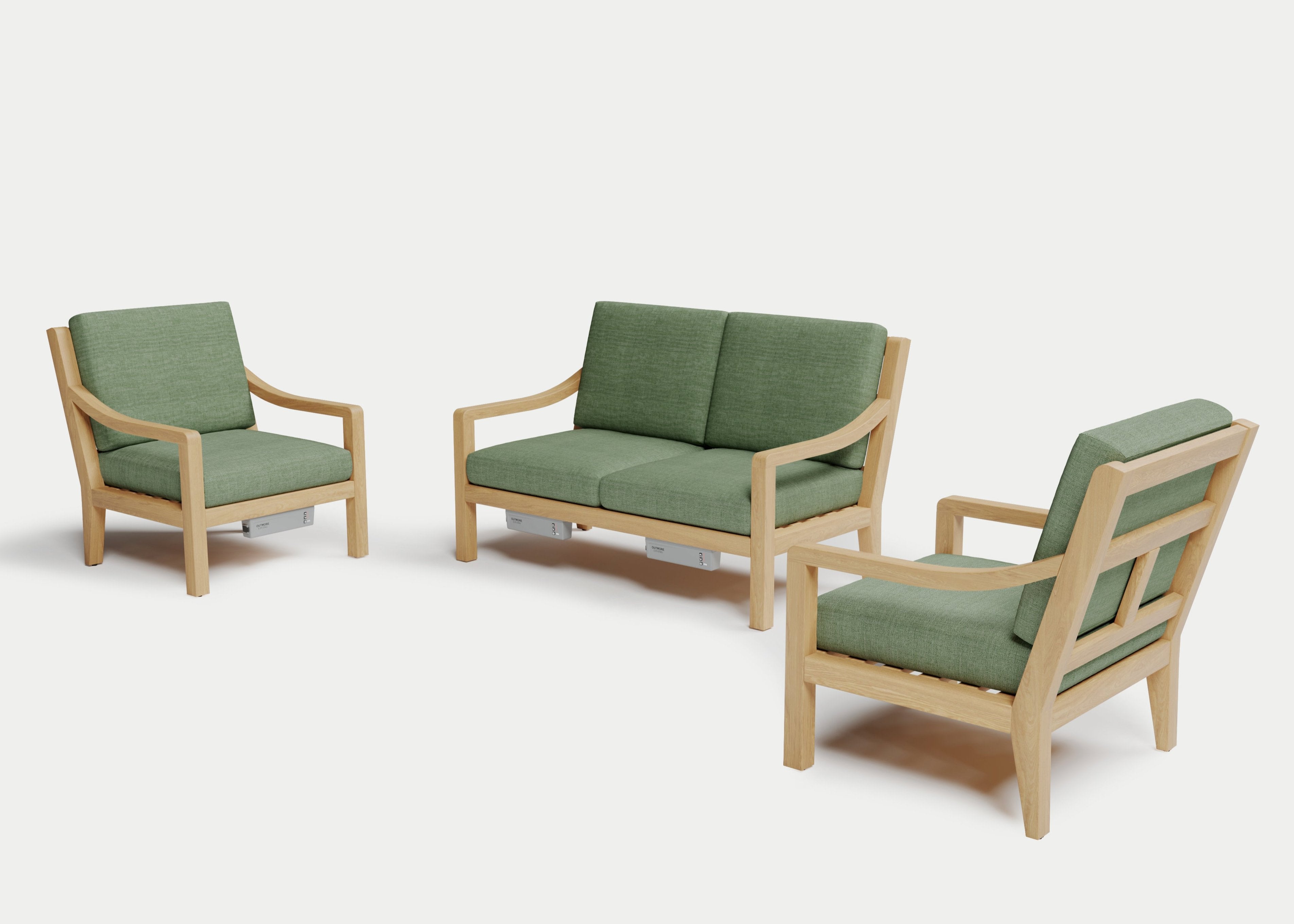 Heated Outdoor Teak Loveseat Set