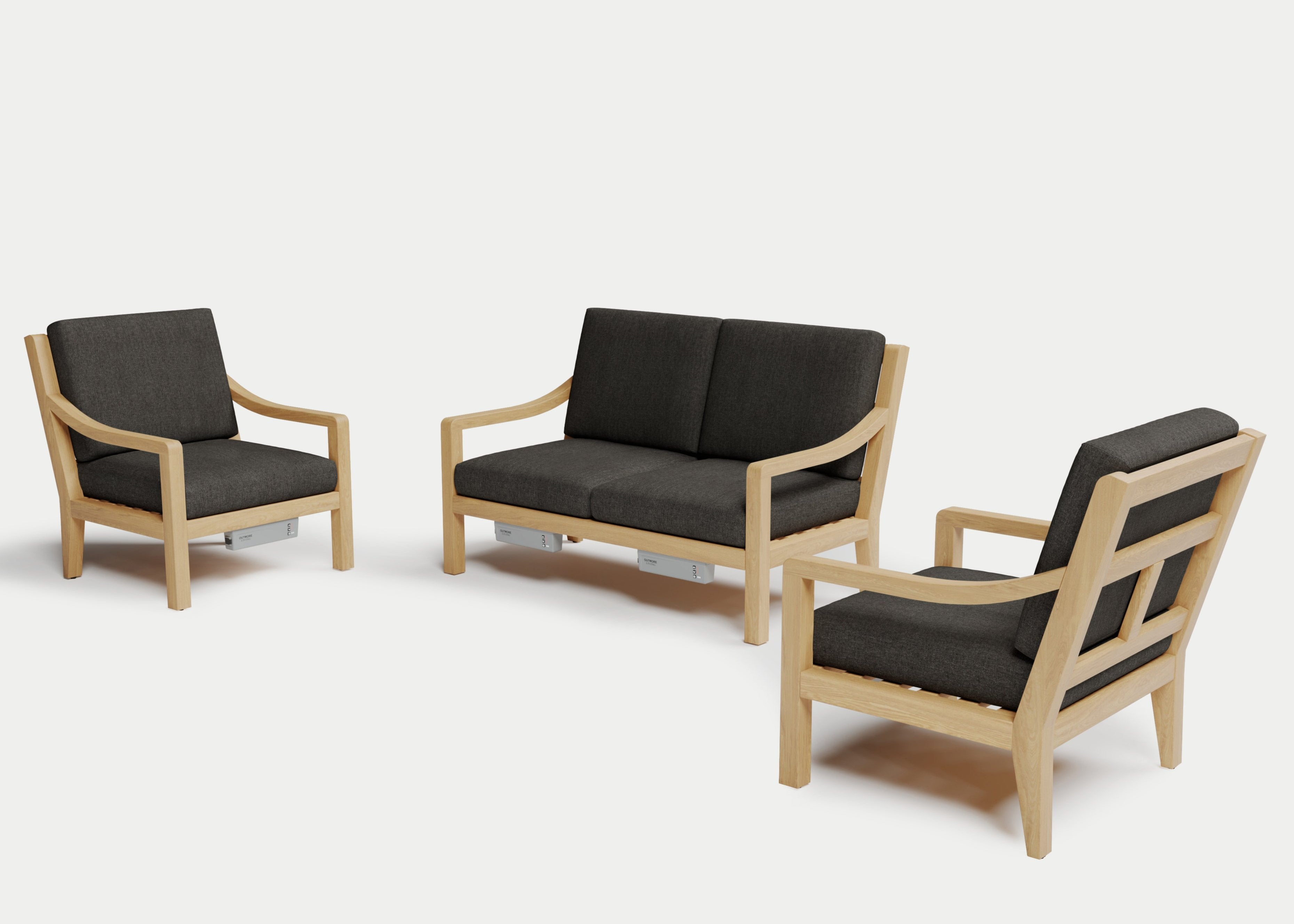 Heated Outdoor Teak Loveseat Set