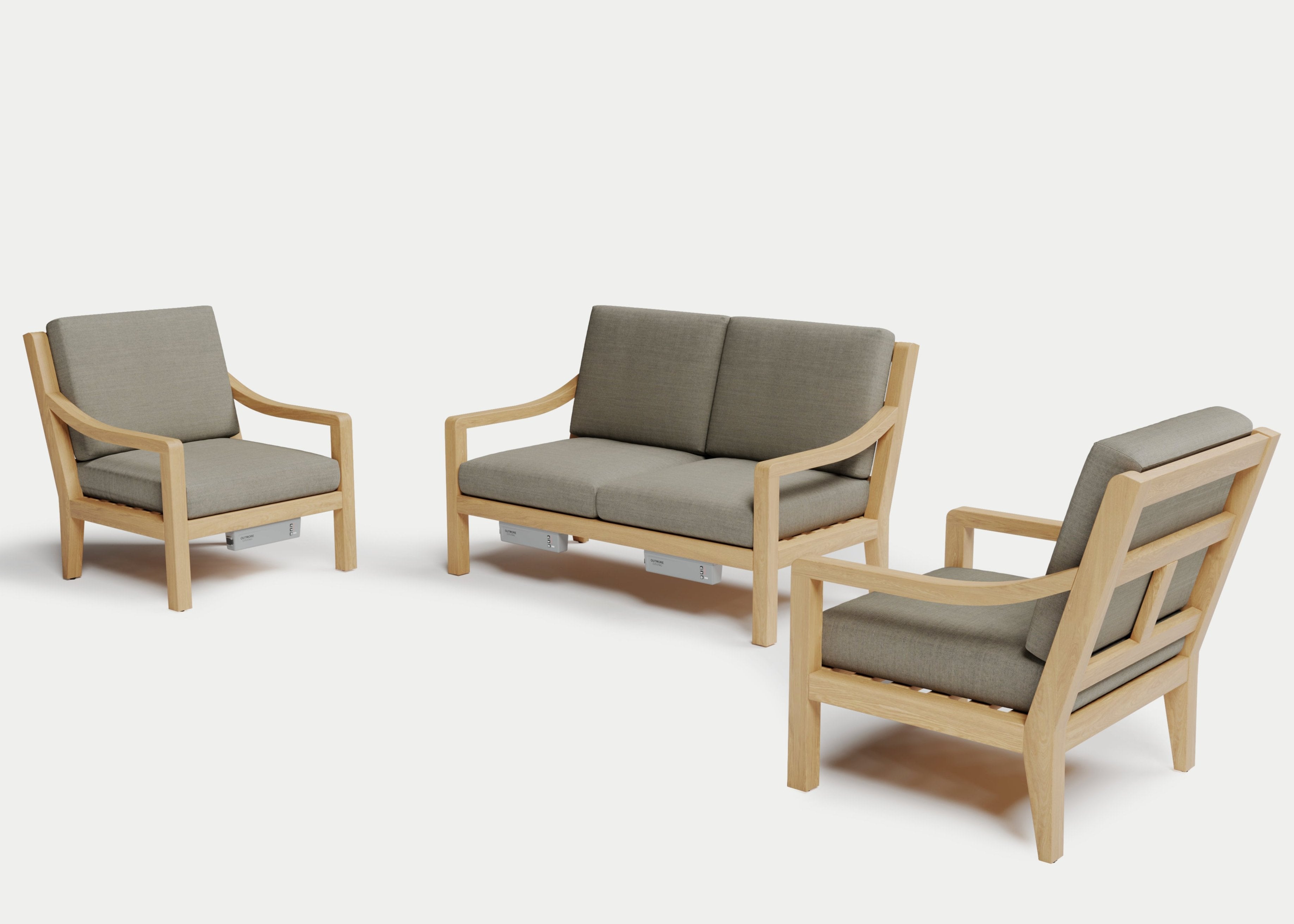 Heated Outdoor Teak Loveseat Set