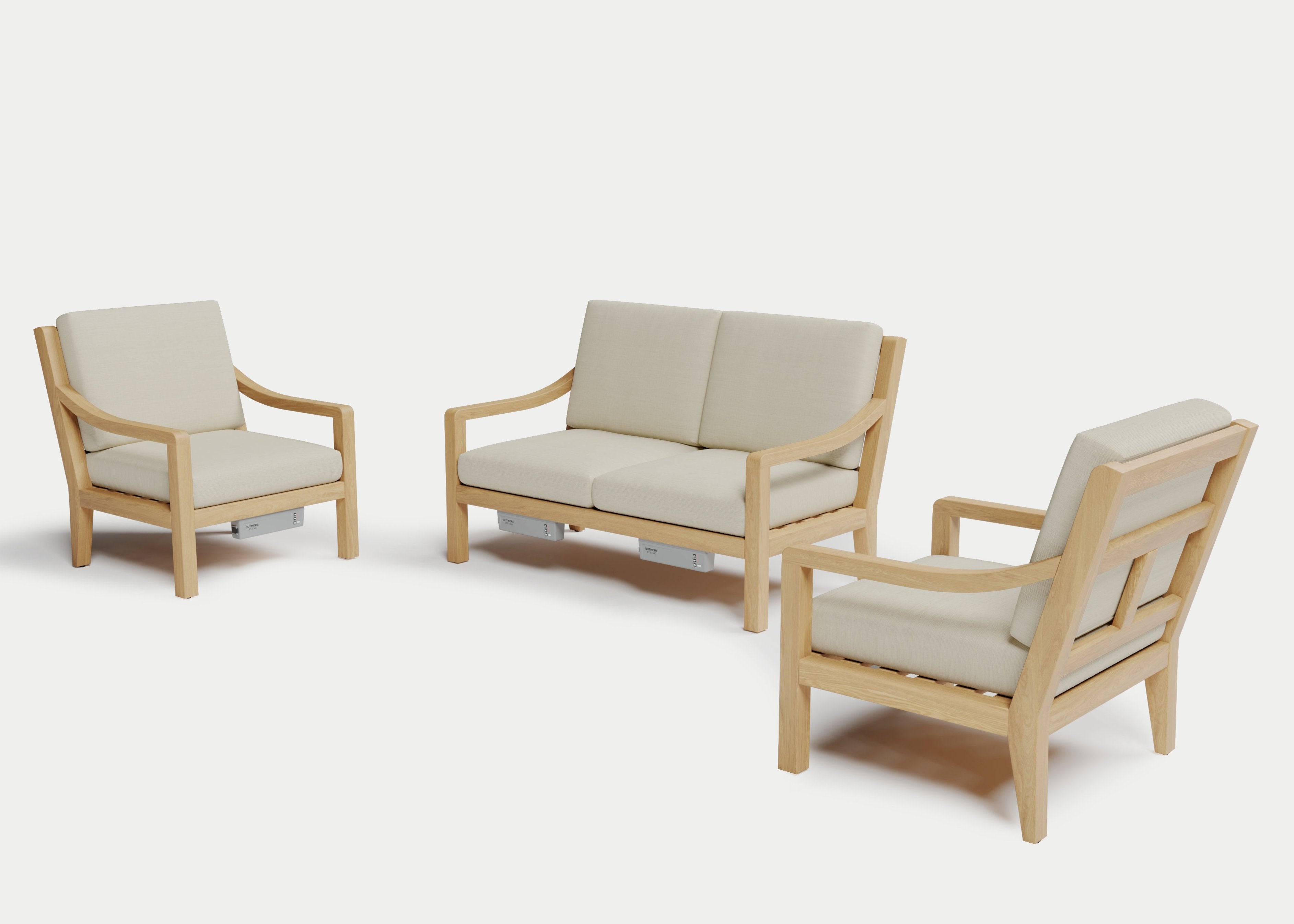 Heated Outdoor Teak Loveseat Set