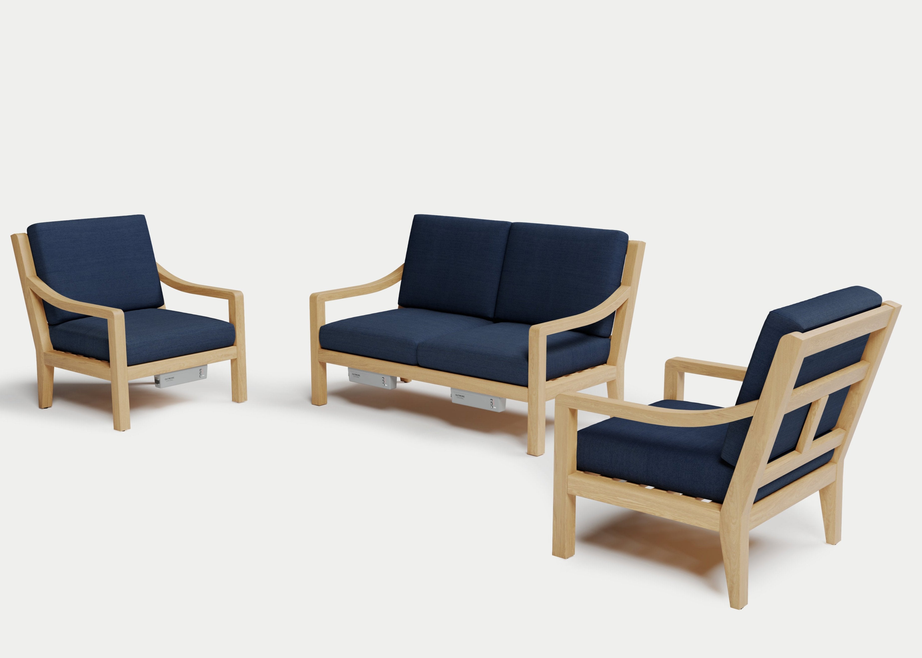 Heated Outdoor Teak Loveseat Set