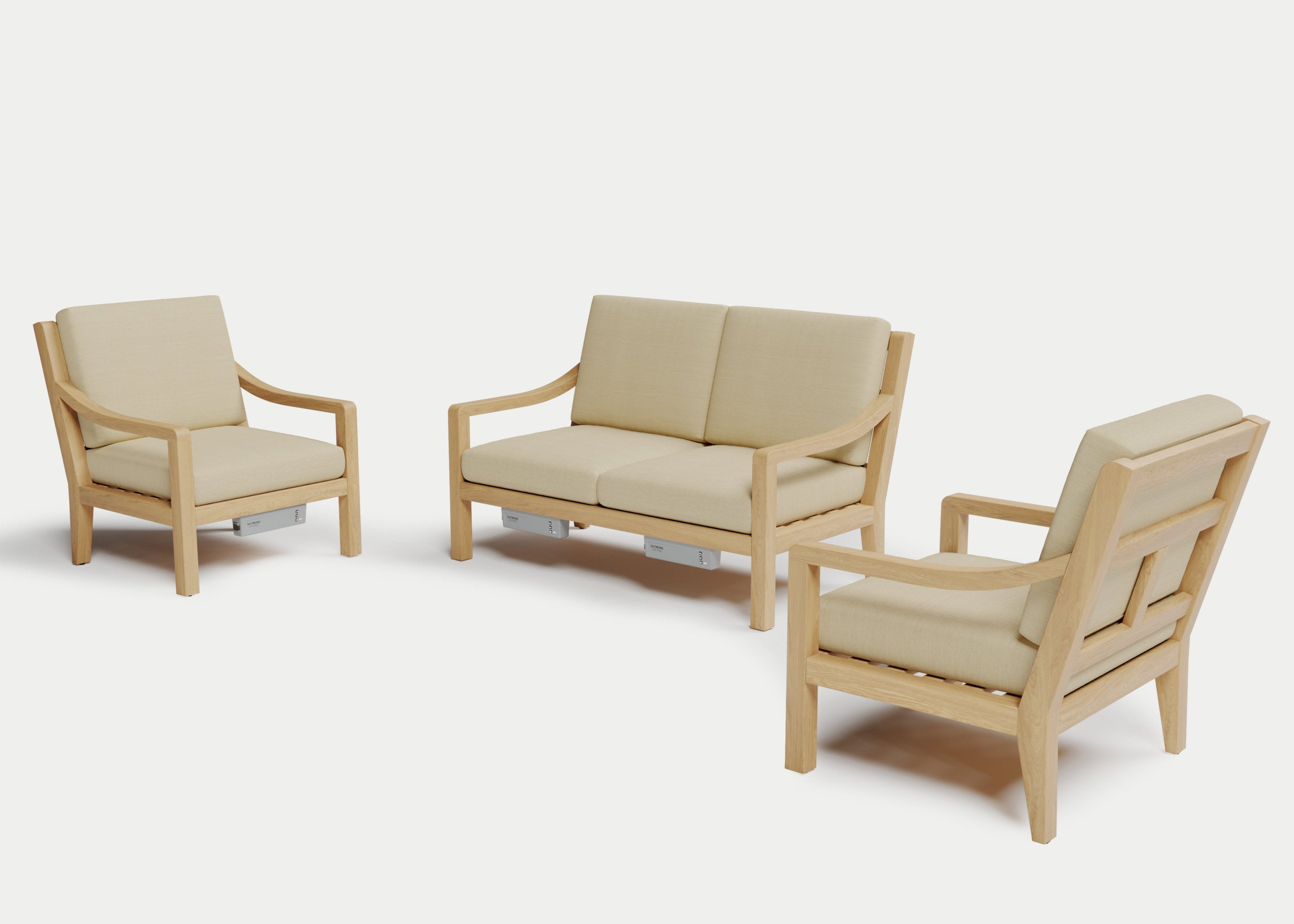 Heated Outdoor Teak Loveseat Set