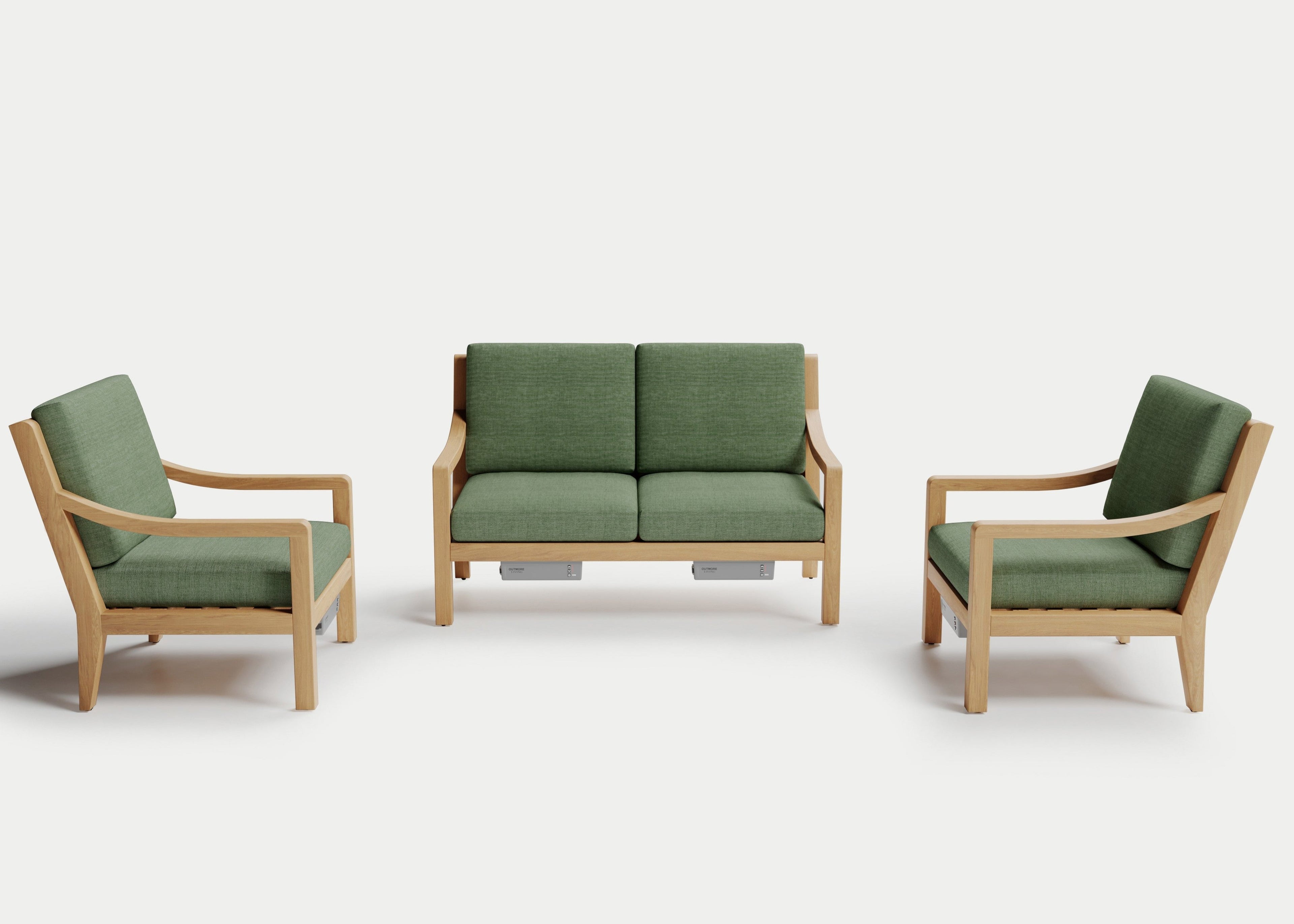 Heated Outdoor Teak Loveseat Set