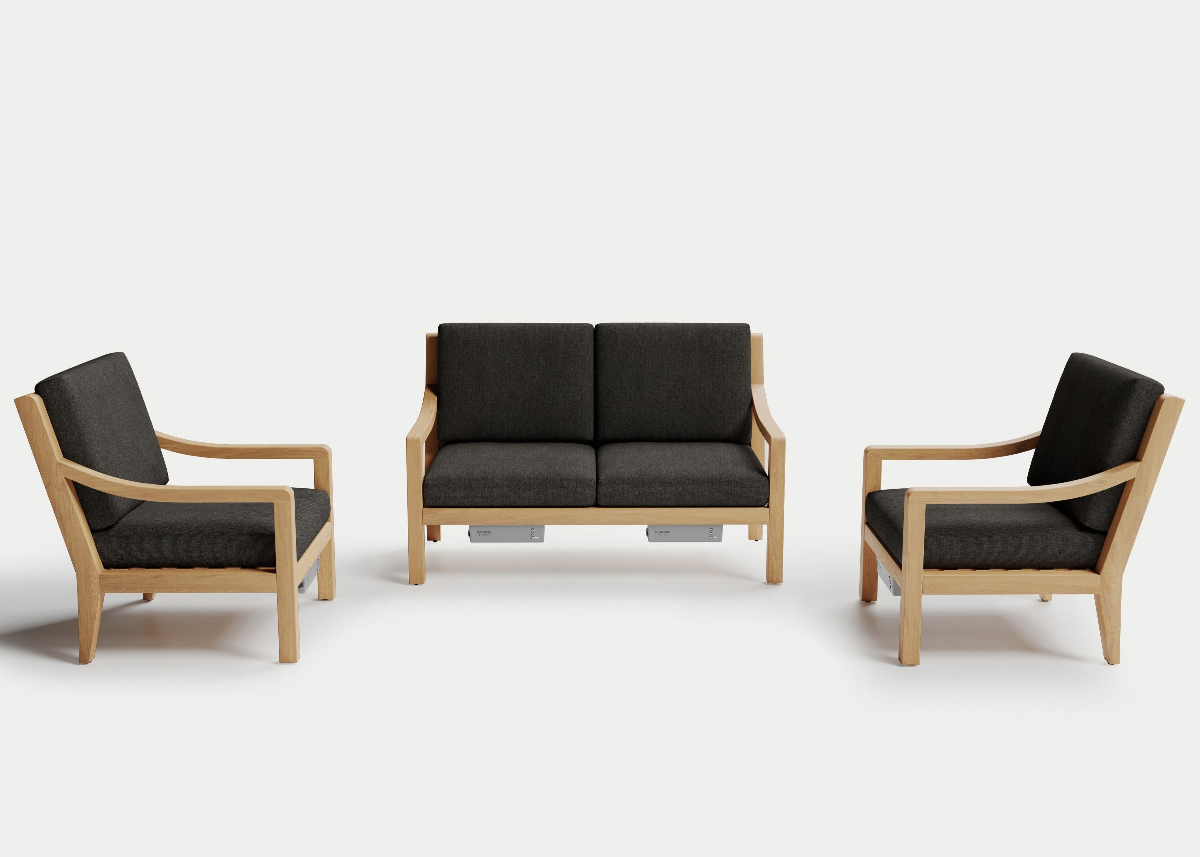 Heated Outdoor Teak Loveseat Set