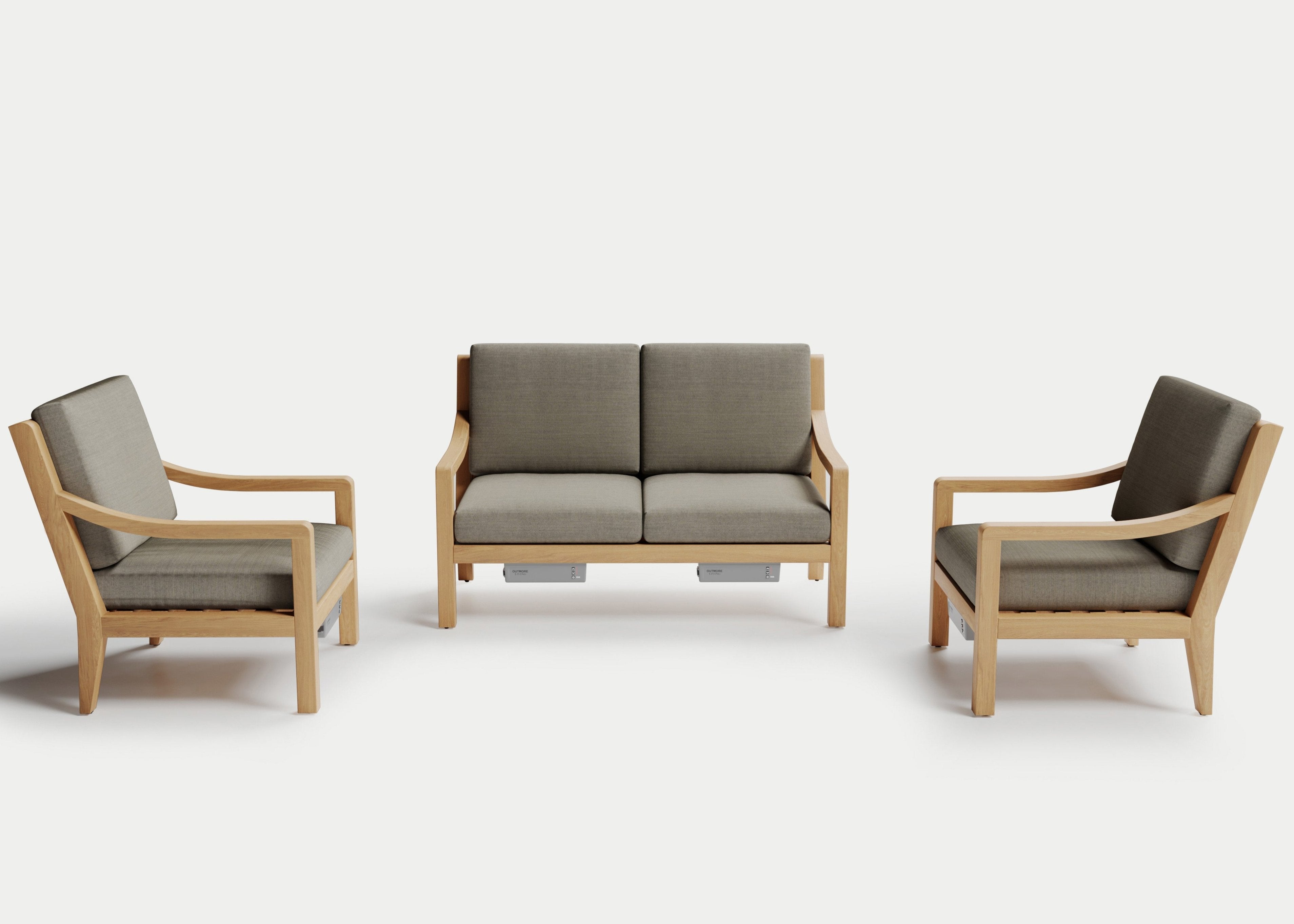 Heated Outdoor Teak Loveseat Set
