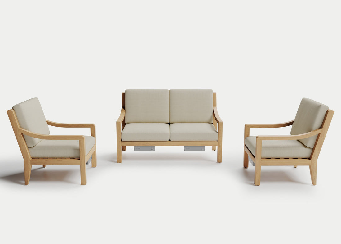 Heated Outdoor Teak Loveseat Set