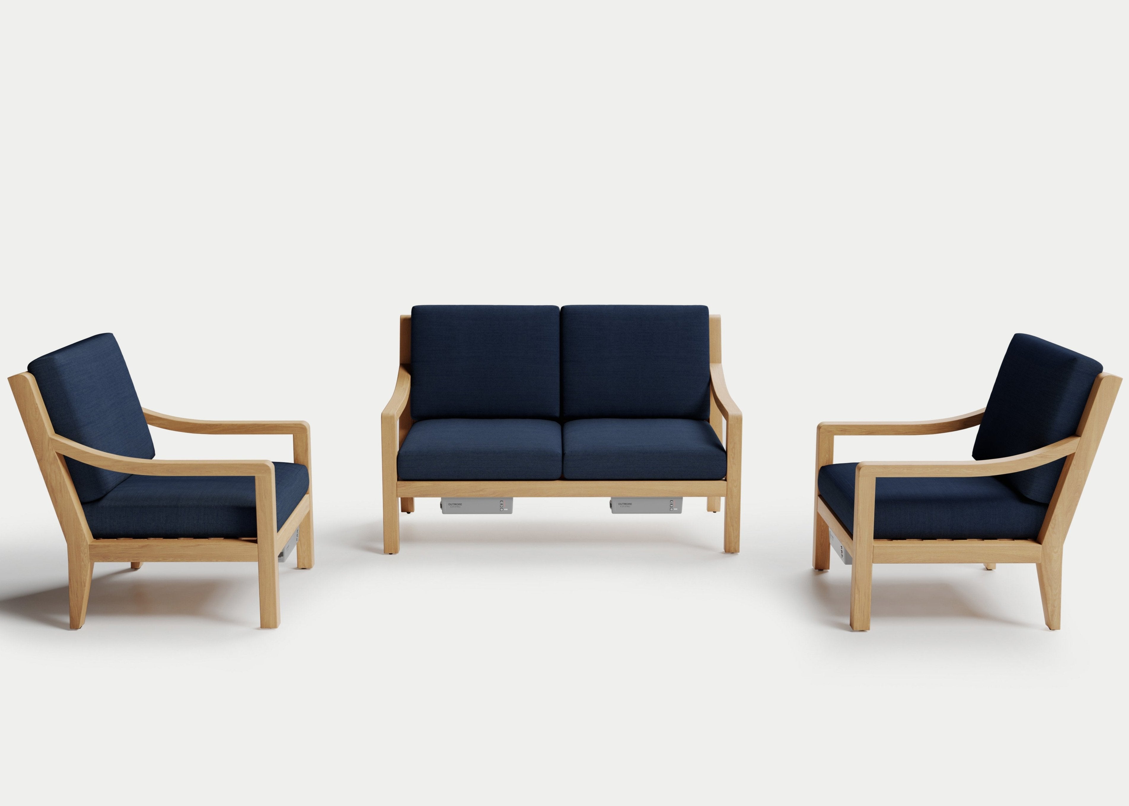 Heated Outdoor Teak Loveseat Set
