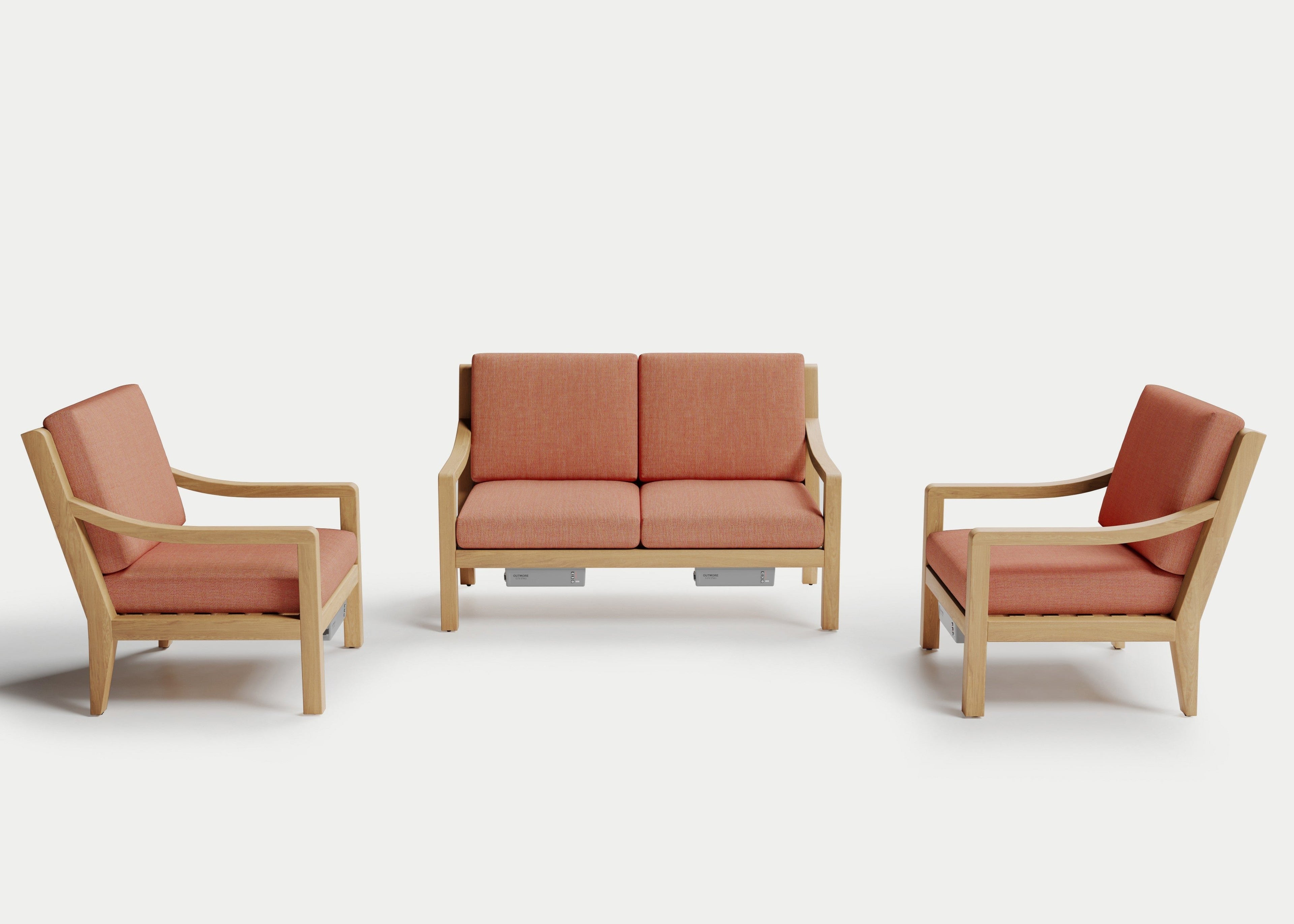 Heated Outdoor Teak Loveseat Set