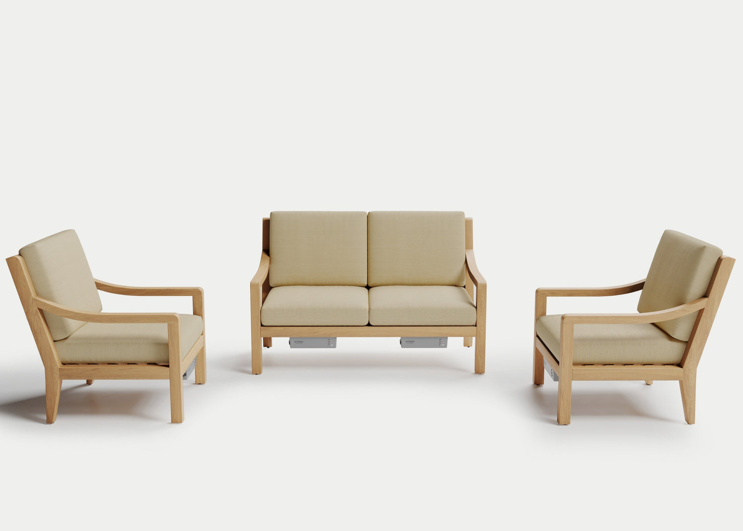 Heated Outdoor Teak Loveseat Set