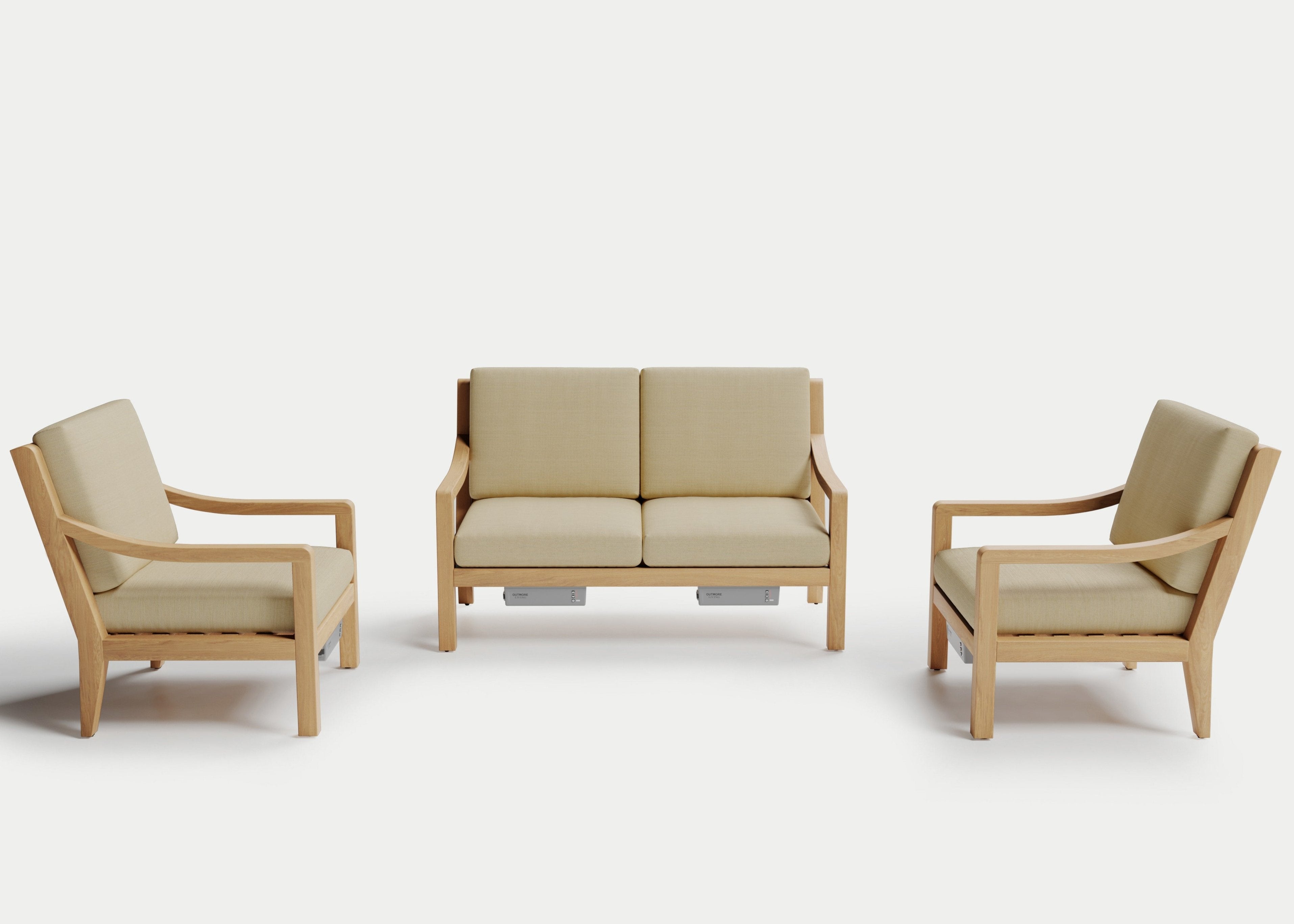 Heated Outdoor Teak Loveseat Set