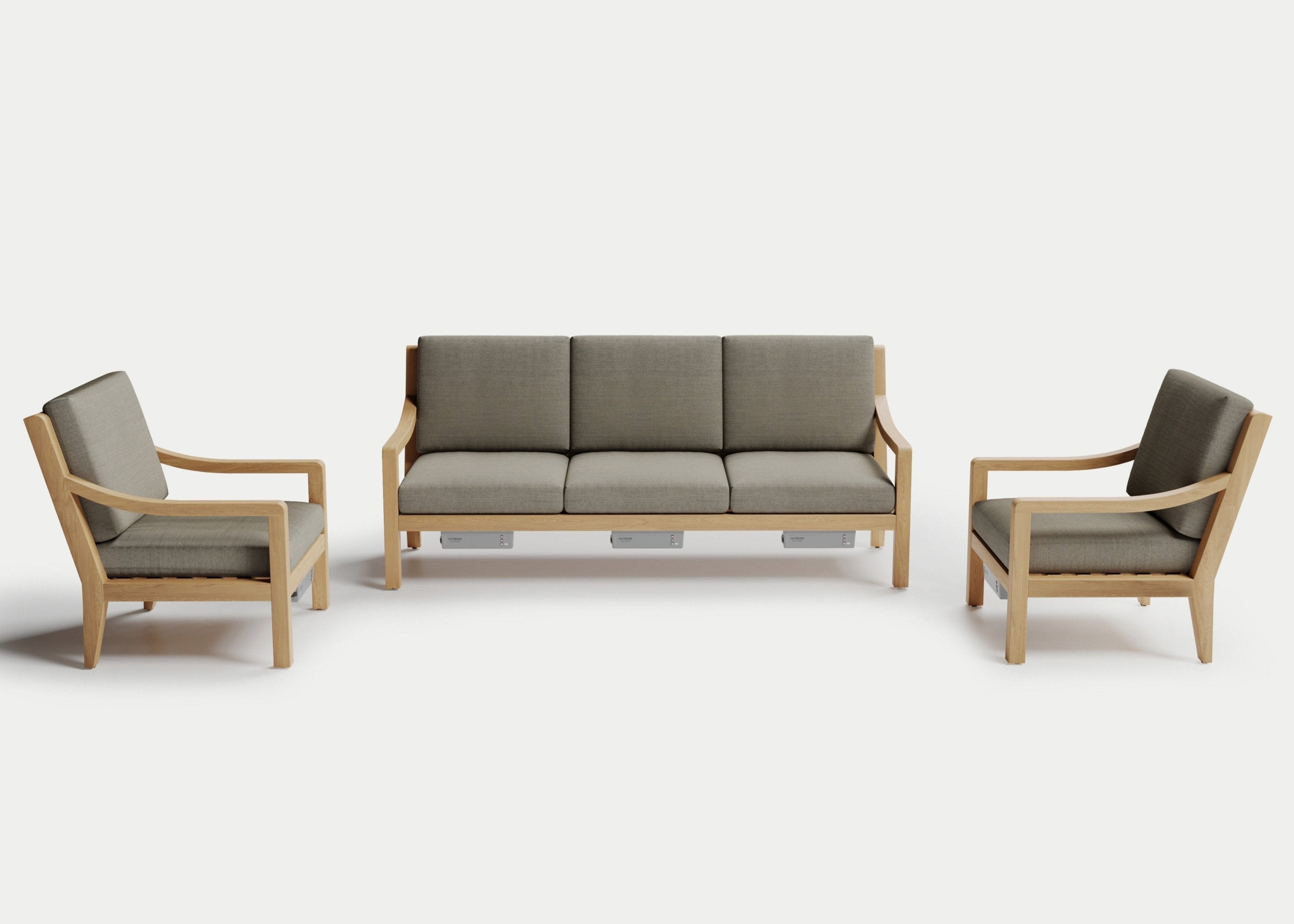 Heated Outdoor Teak Sofa Set