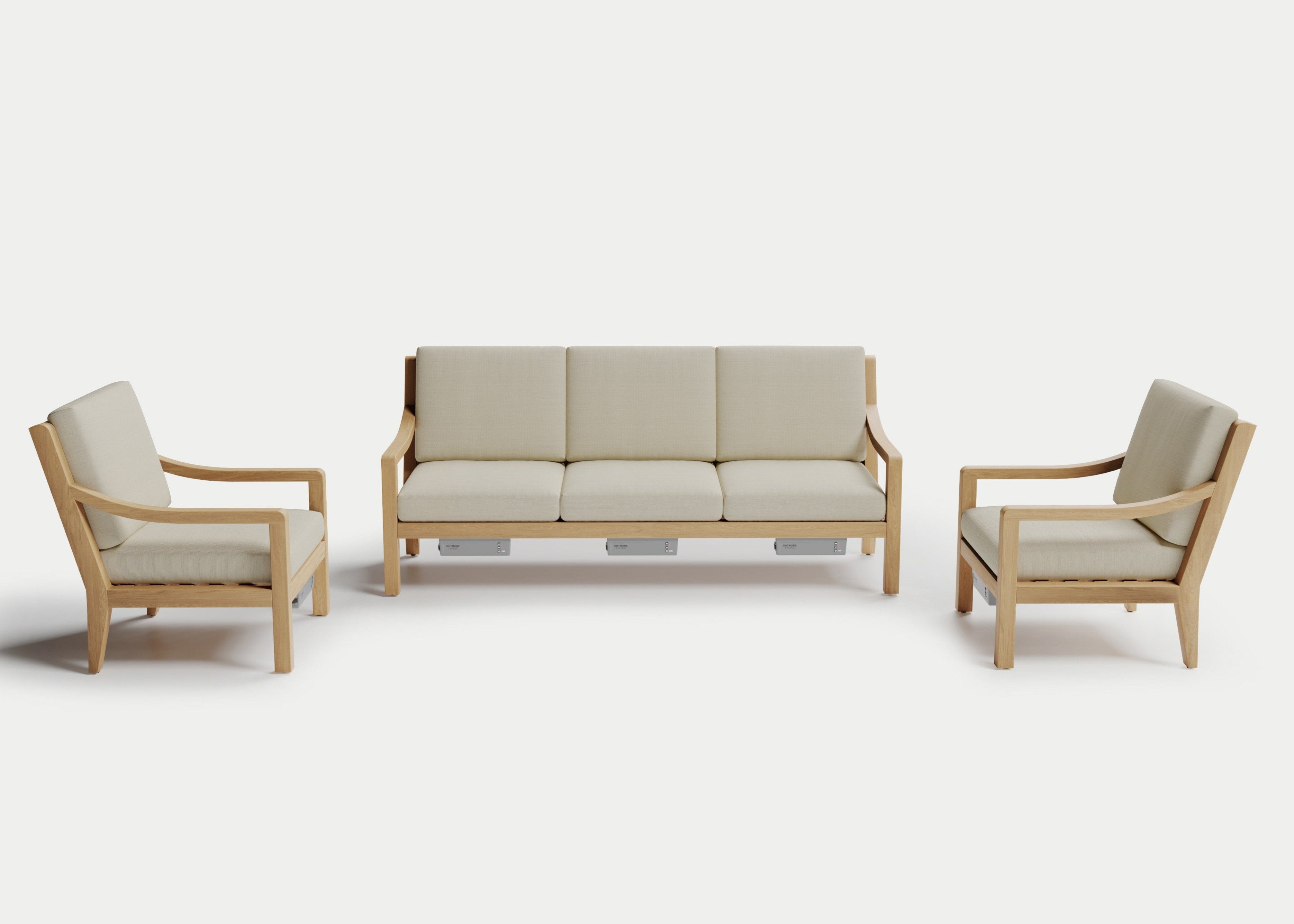 Heated Outdoor Teak Sofa Set