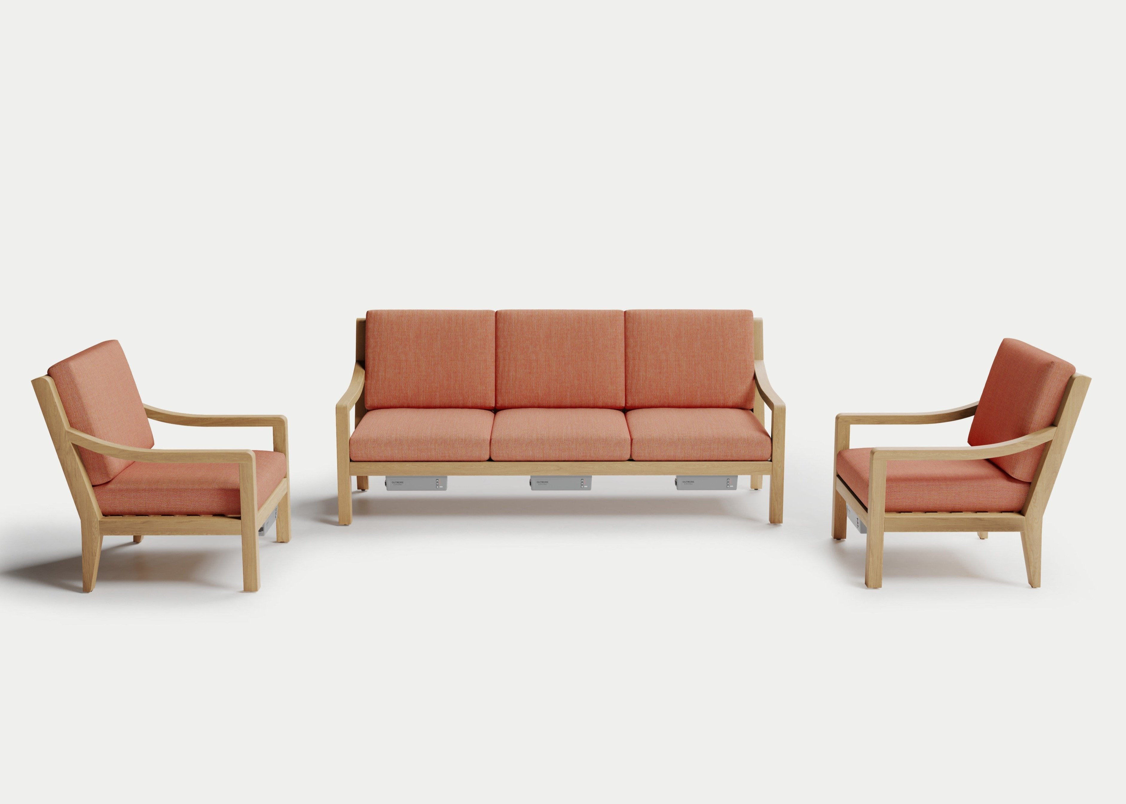 Heated Outdoor Teak Sofa Set