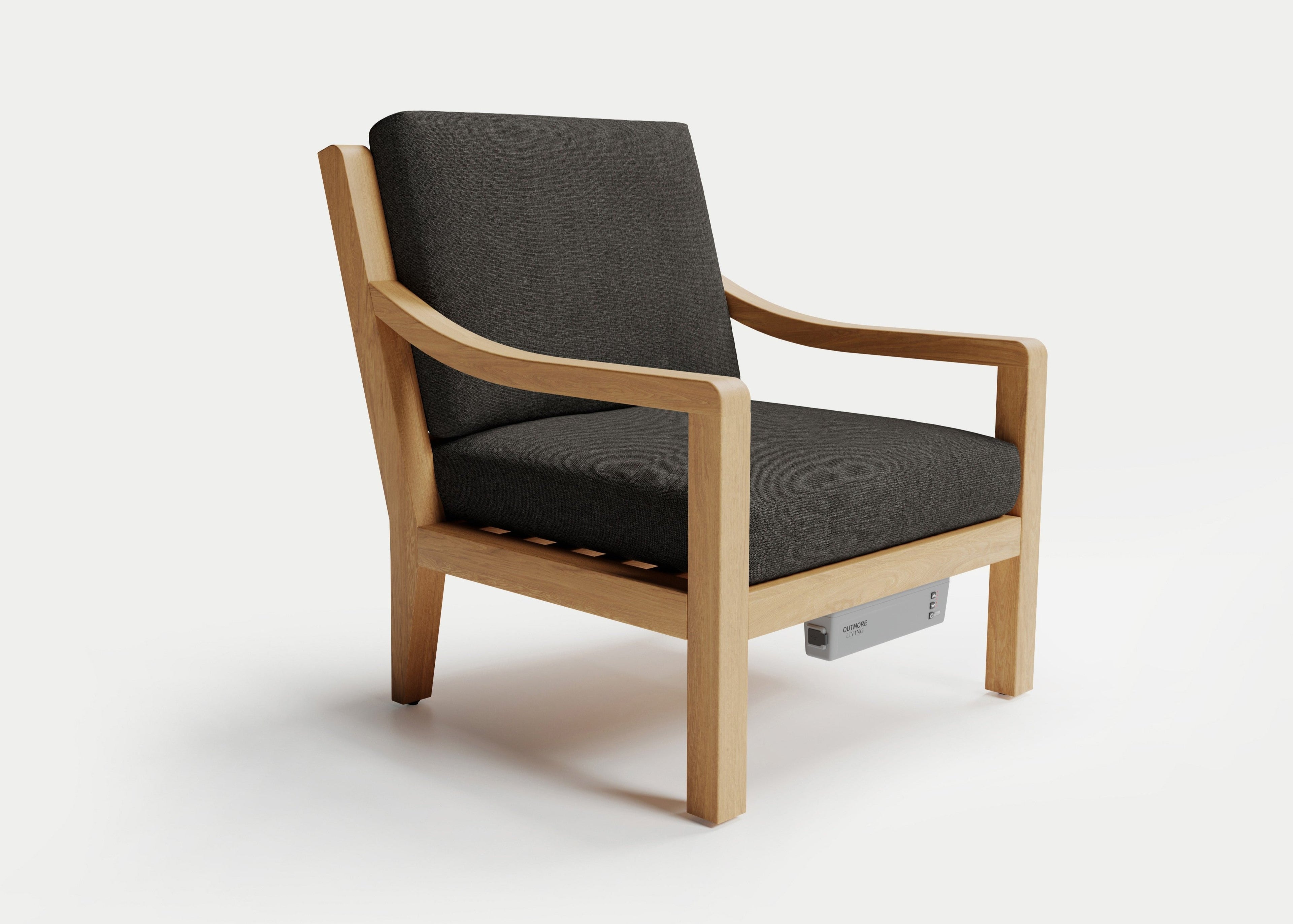 Heated Outdoor Teak Lounge Chair