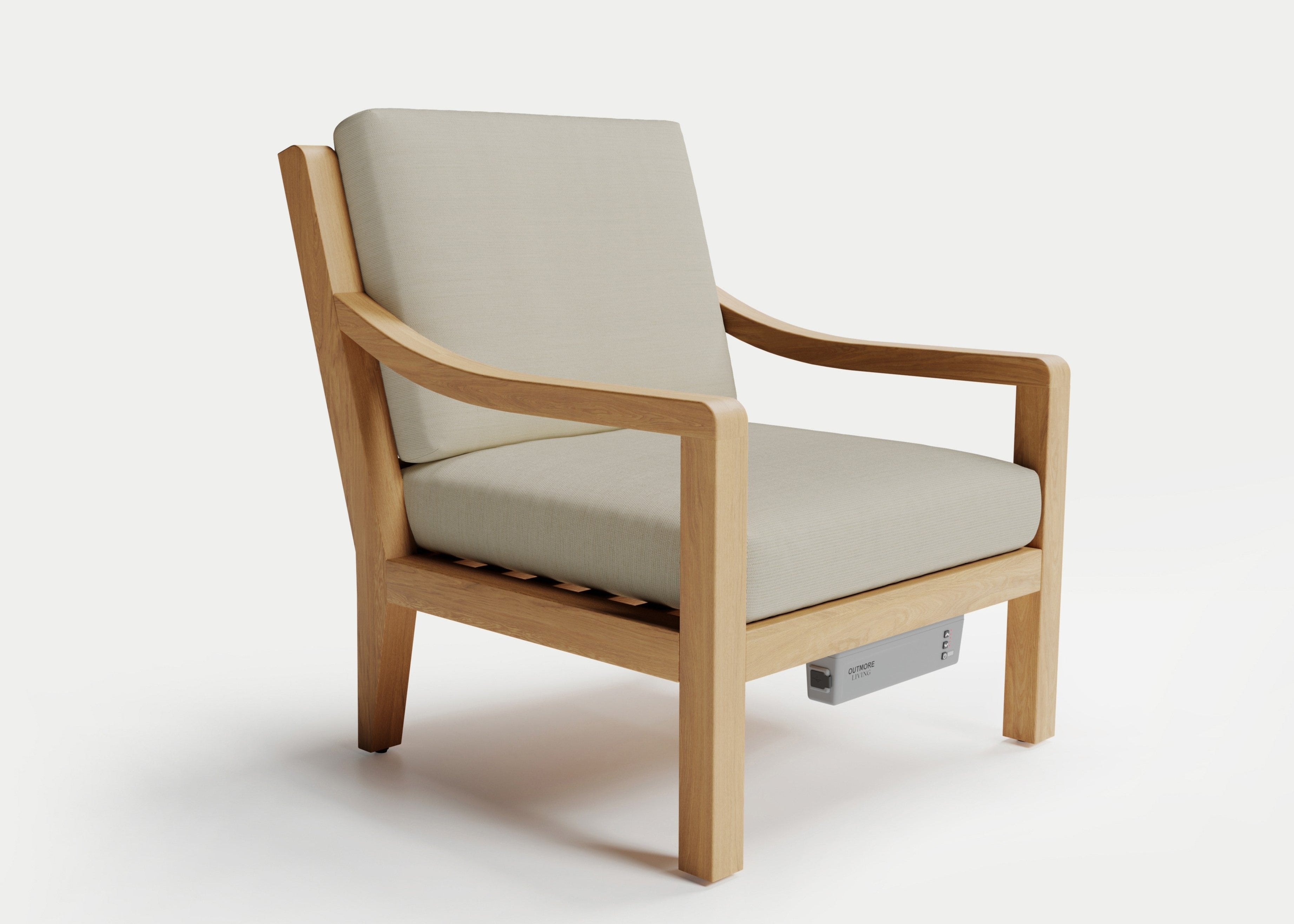 Heated Outdoor Teak Lounge Chair