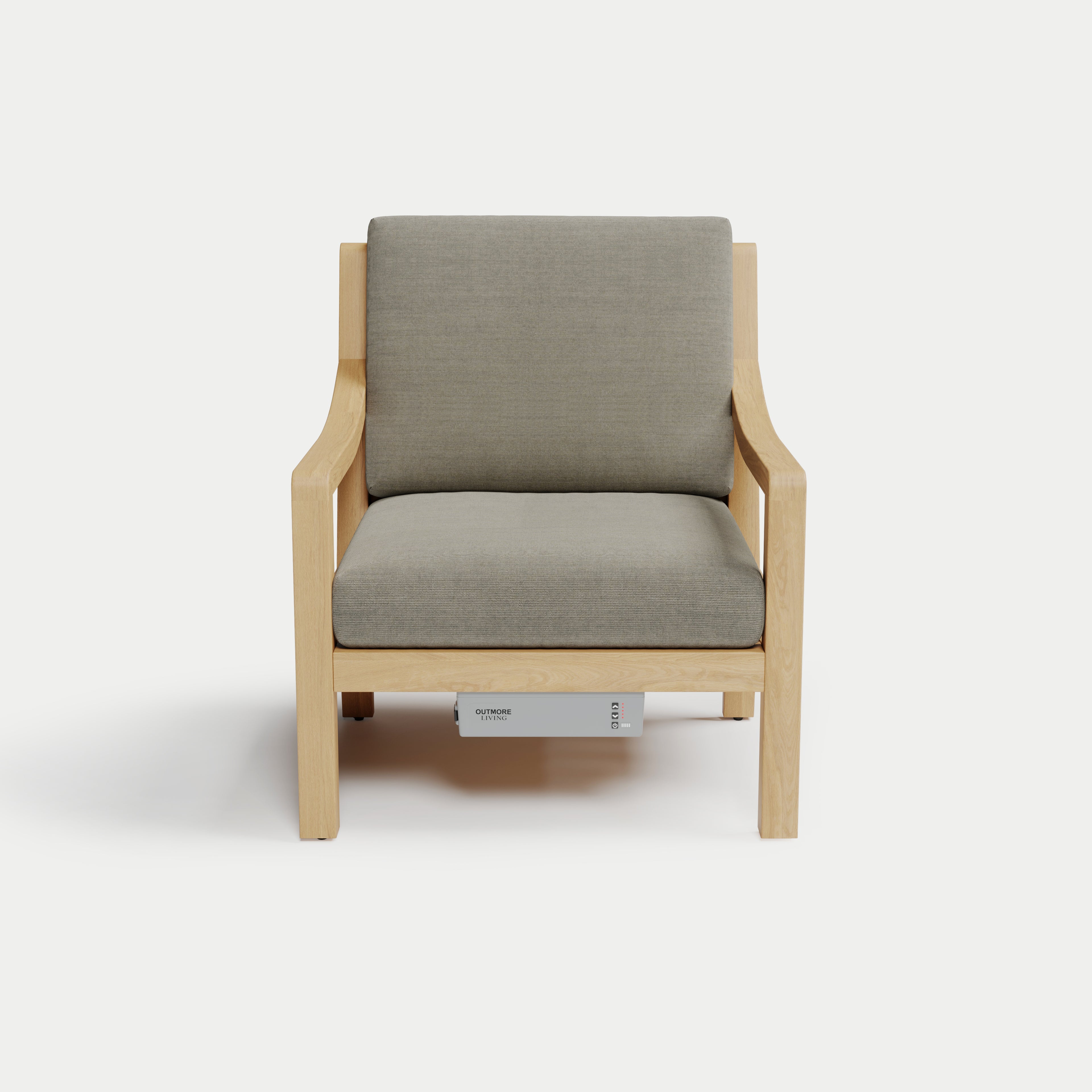 Heated Outdoor Teak Lounge Chair