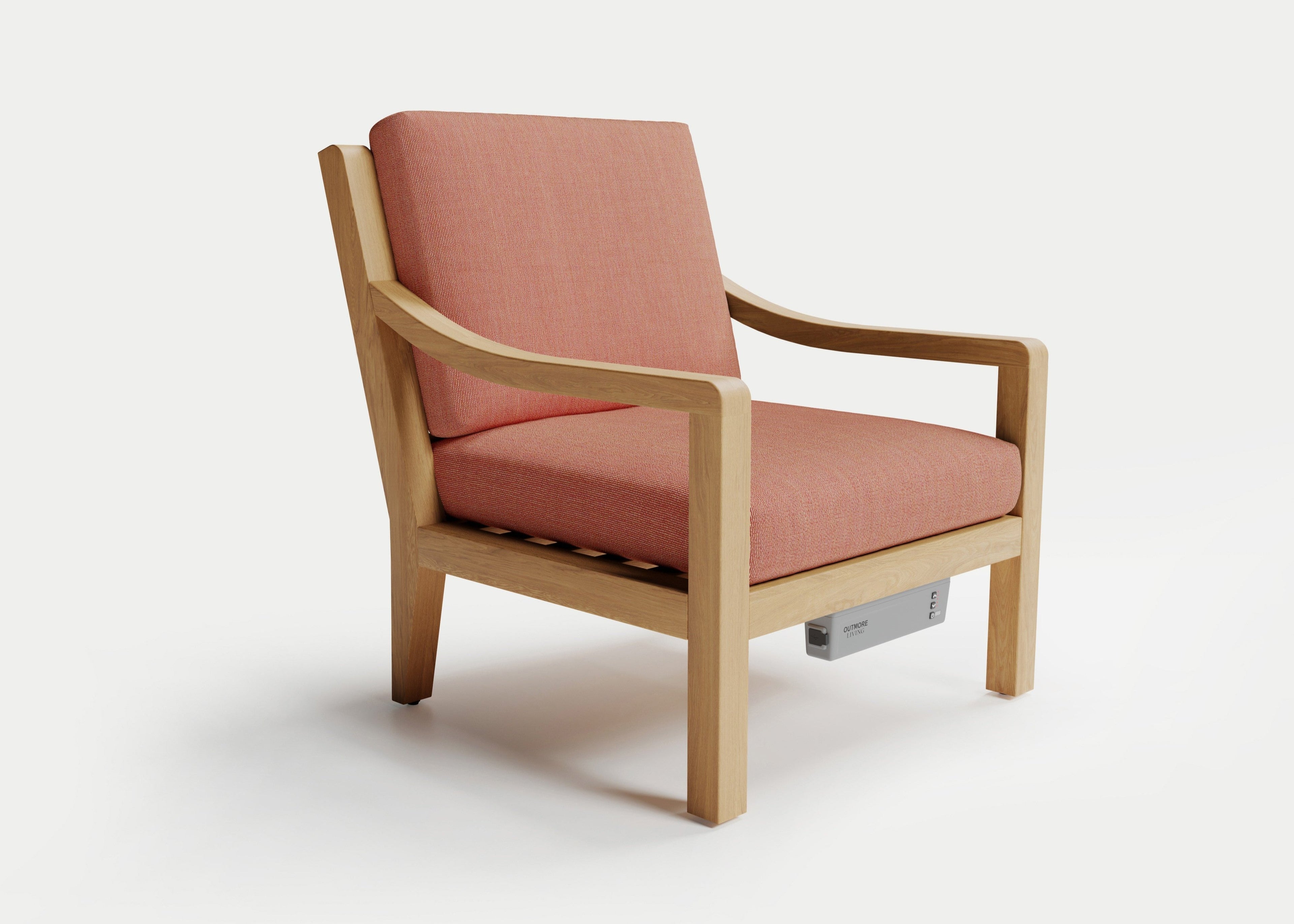Heated Outdoor Teak Lounge Chair