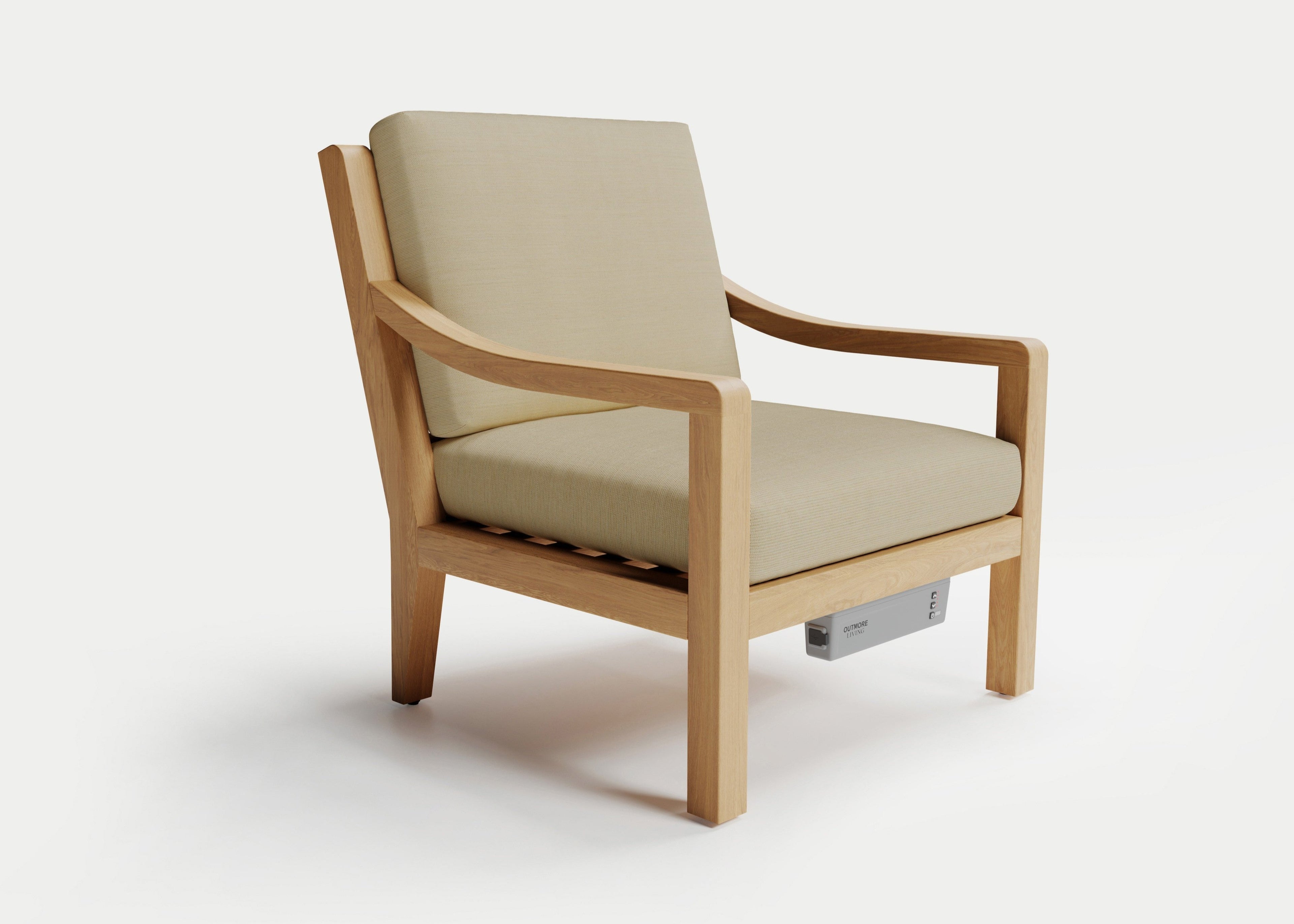 Heated Outdoor Teak Lounge Chair