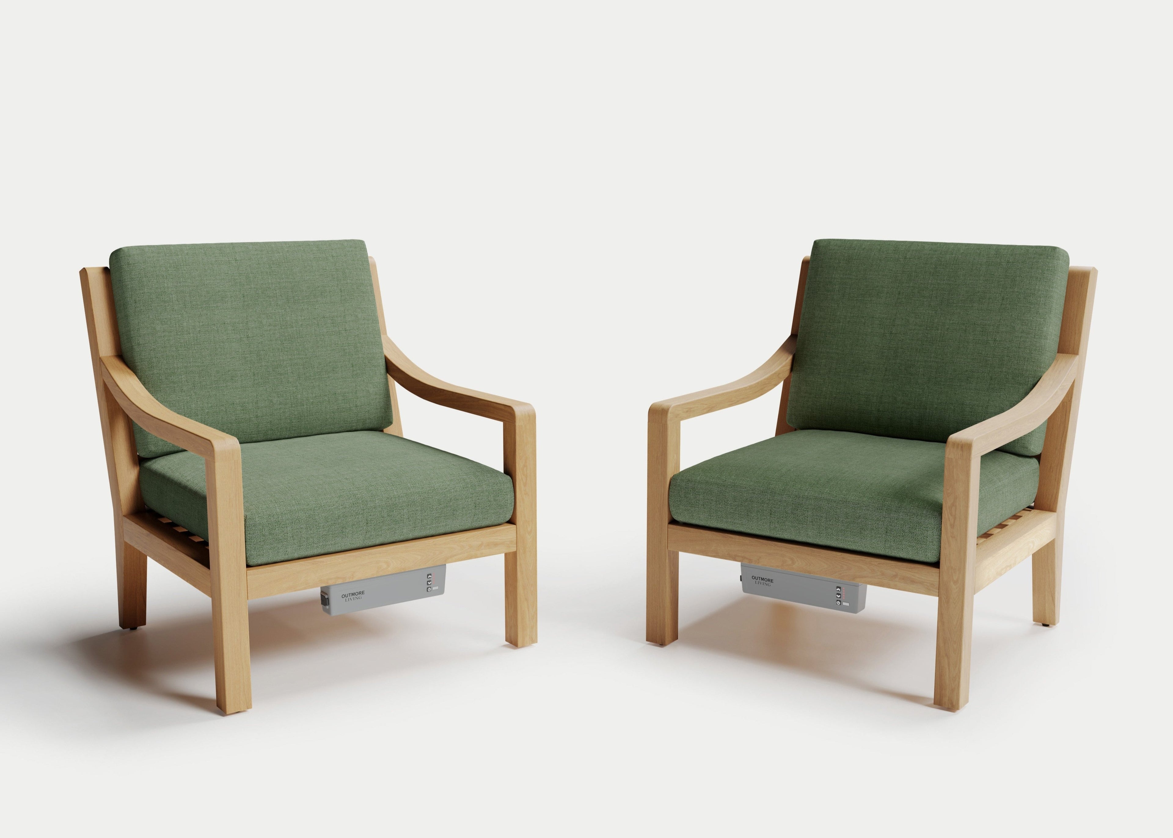 Heated Outdoor Teak Lounge Chair Set