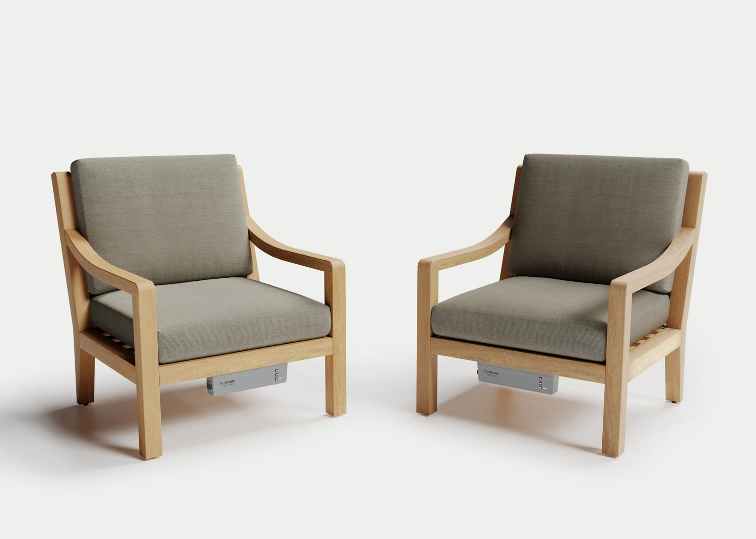 Heated Outdoor Teak Lounge Chair Set