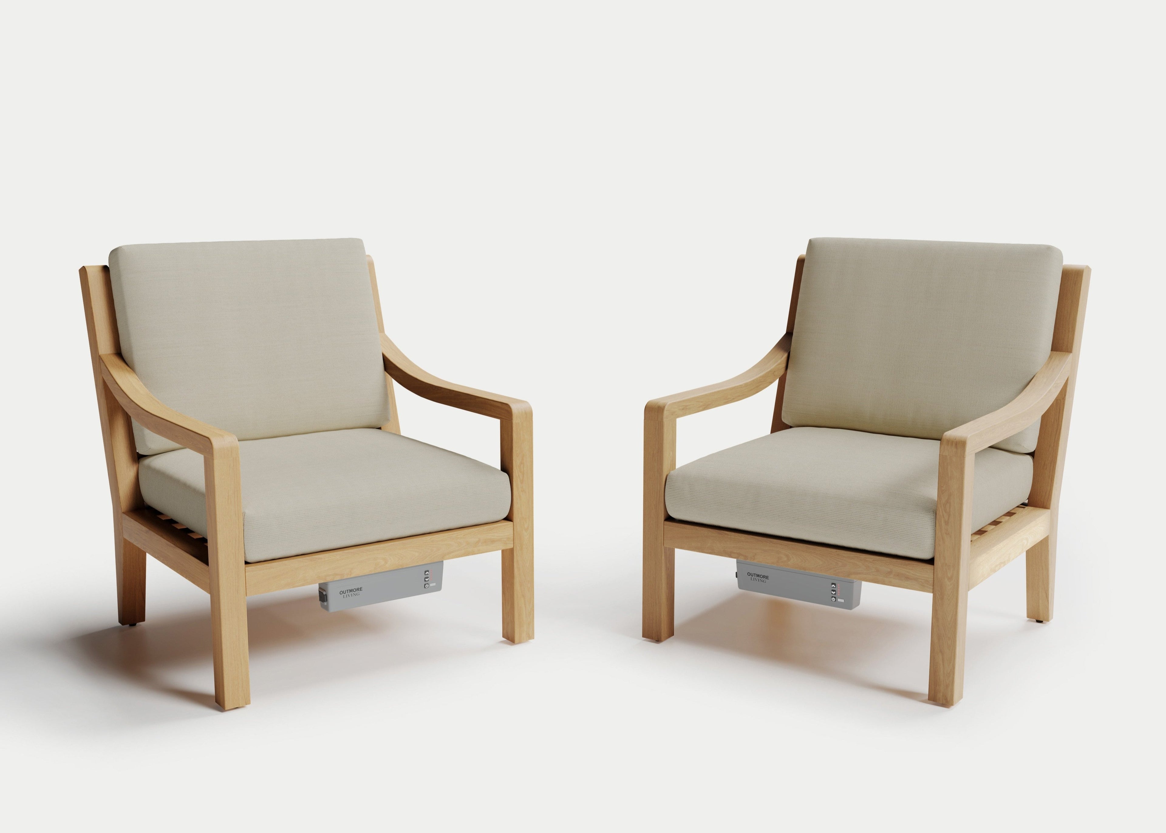 Heated Outdoor Teak Lounge Chair Set