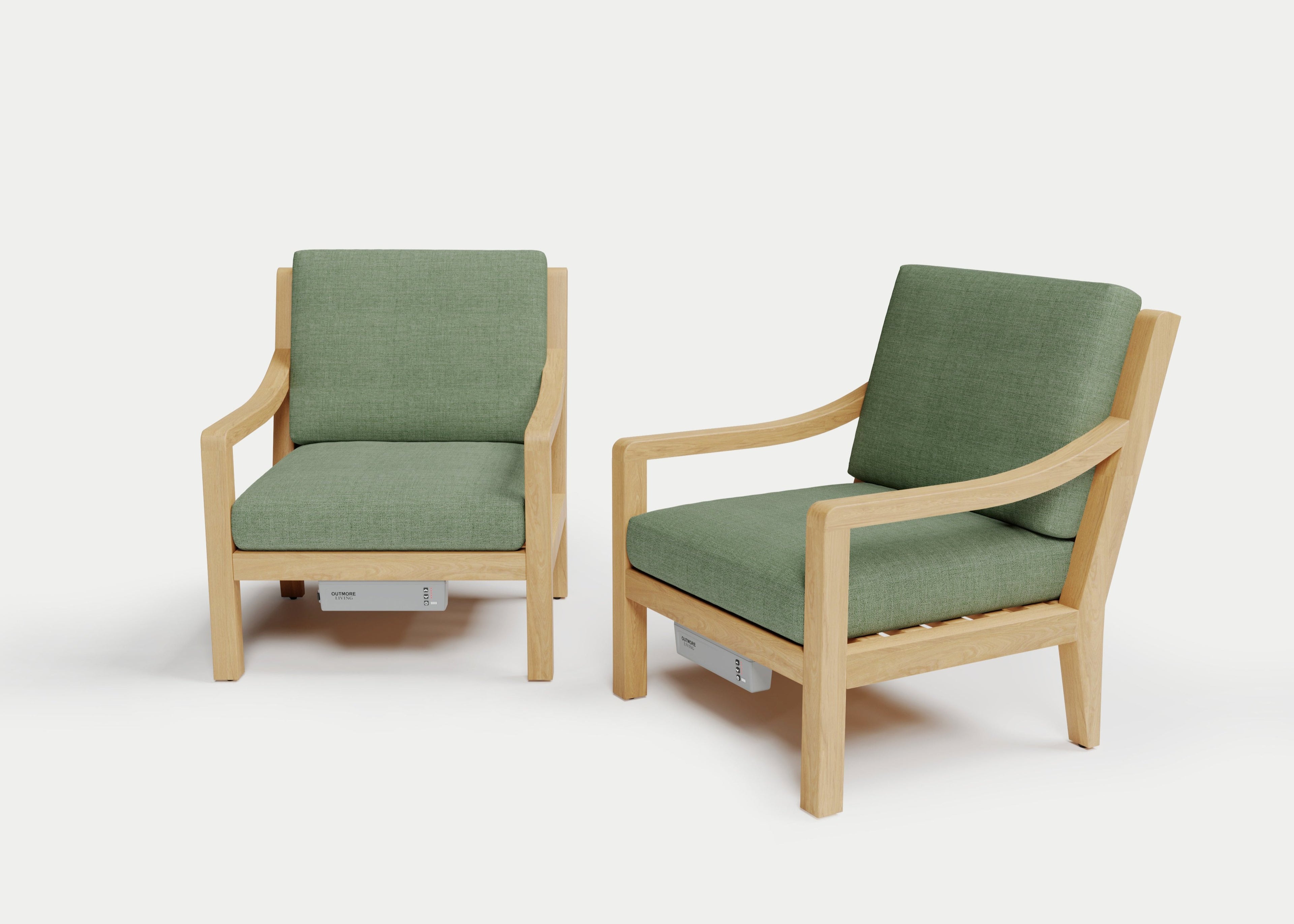 Heated Outdoor Teak Lounge Chair Set