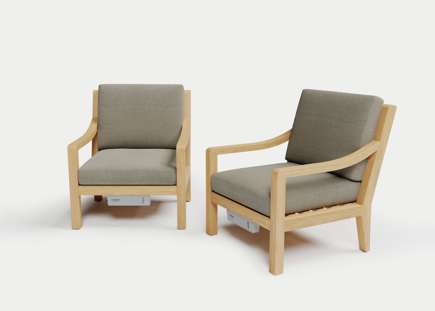 Heated Outdoor Teak Lounge Chair Set