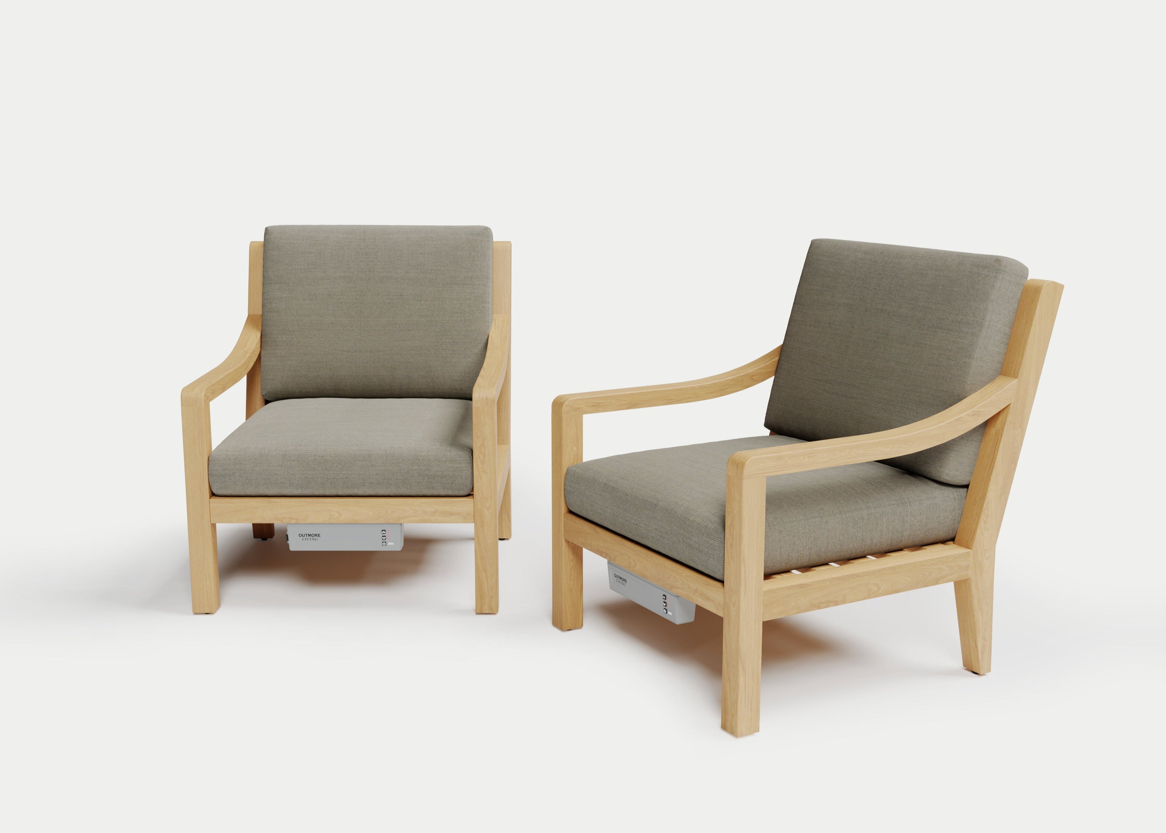 Heated Outdoor Teak Lounge Chair Set