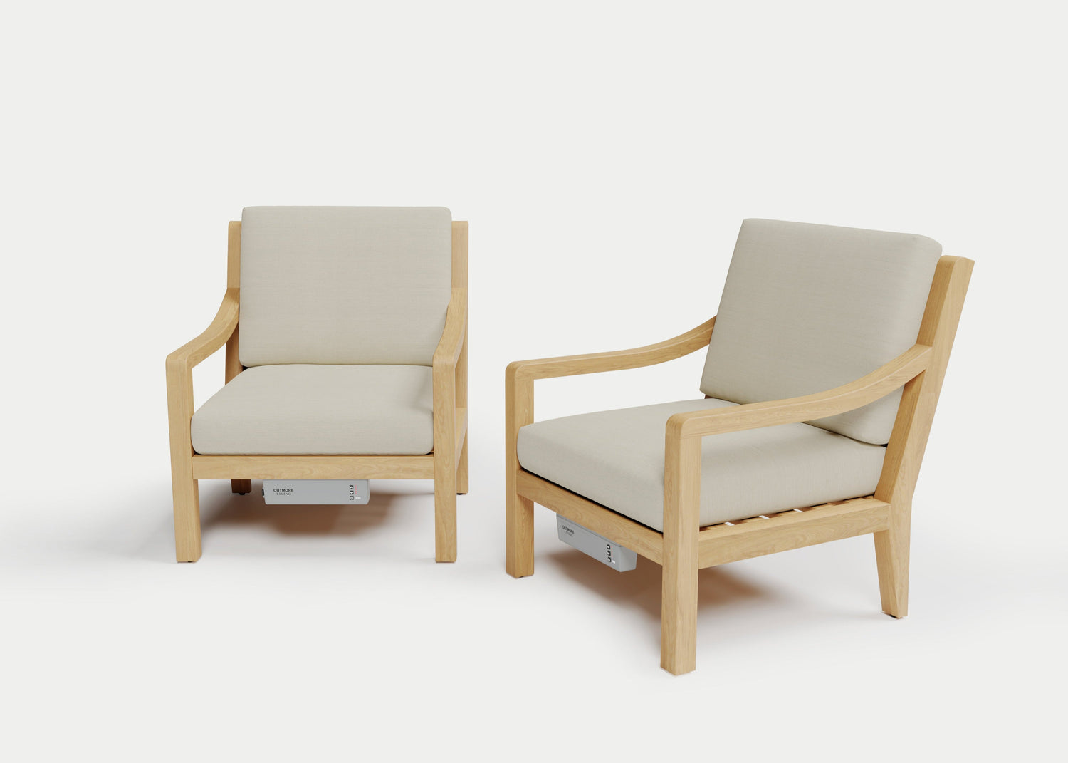 Heated Outdoor Teak Lounge Chair Set