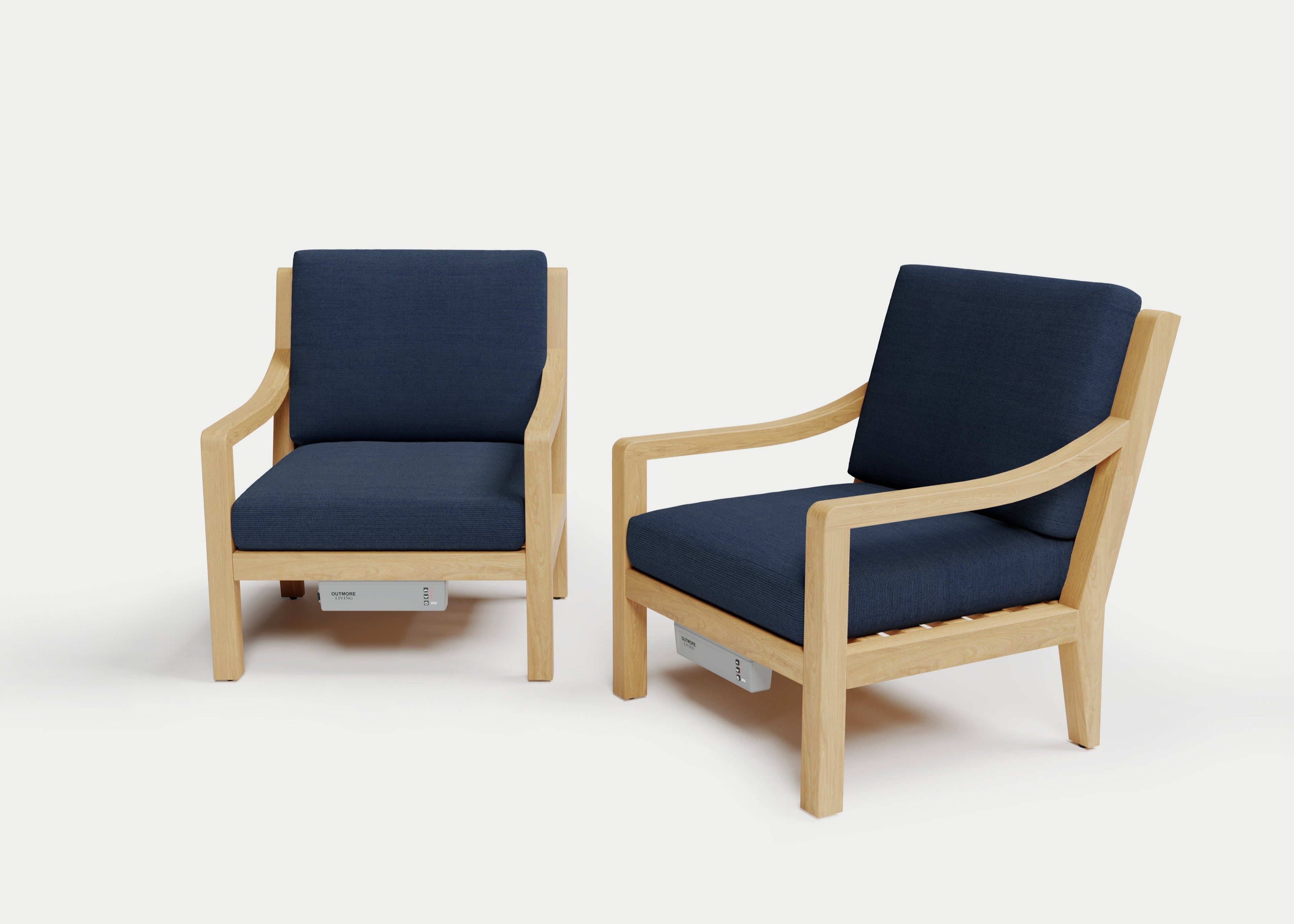 Heated Outdoor Teak Lounge Chair Set