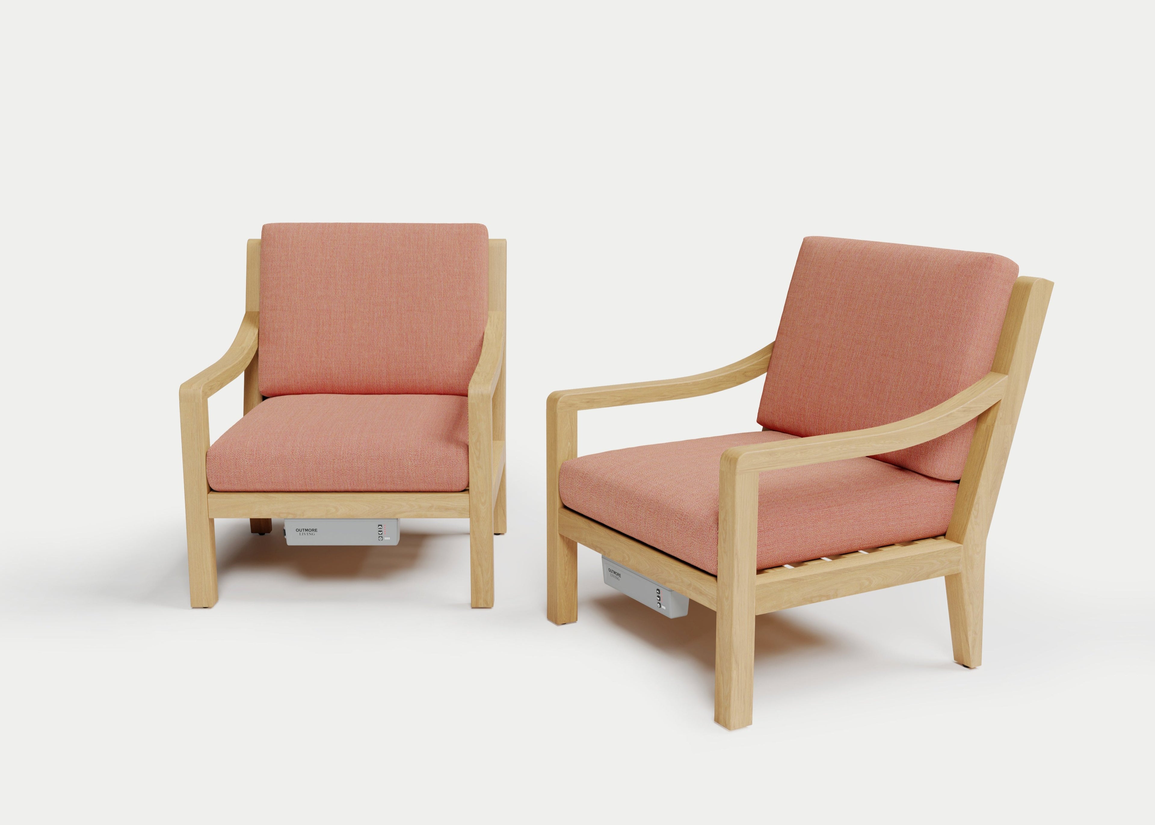 Heated Outdoor Teak Lounge Chair Set
