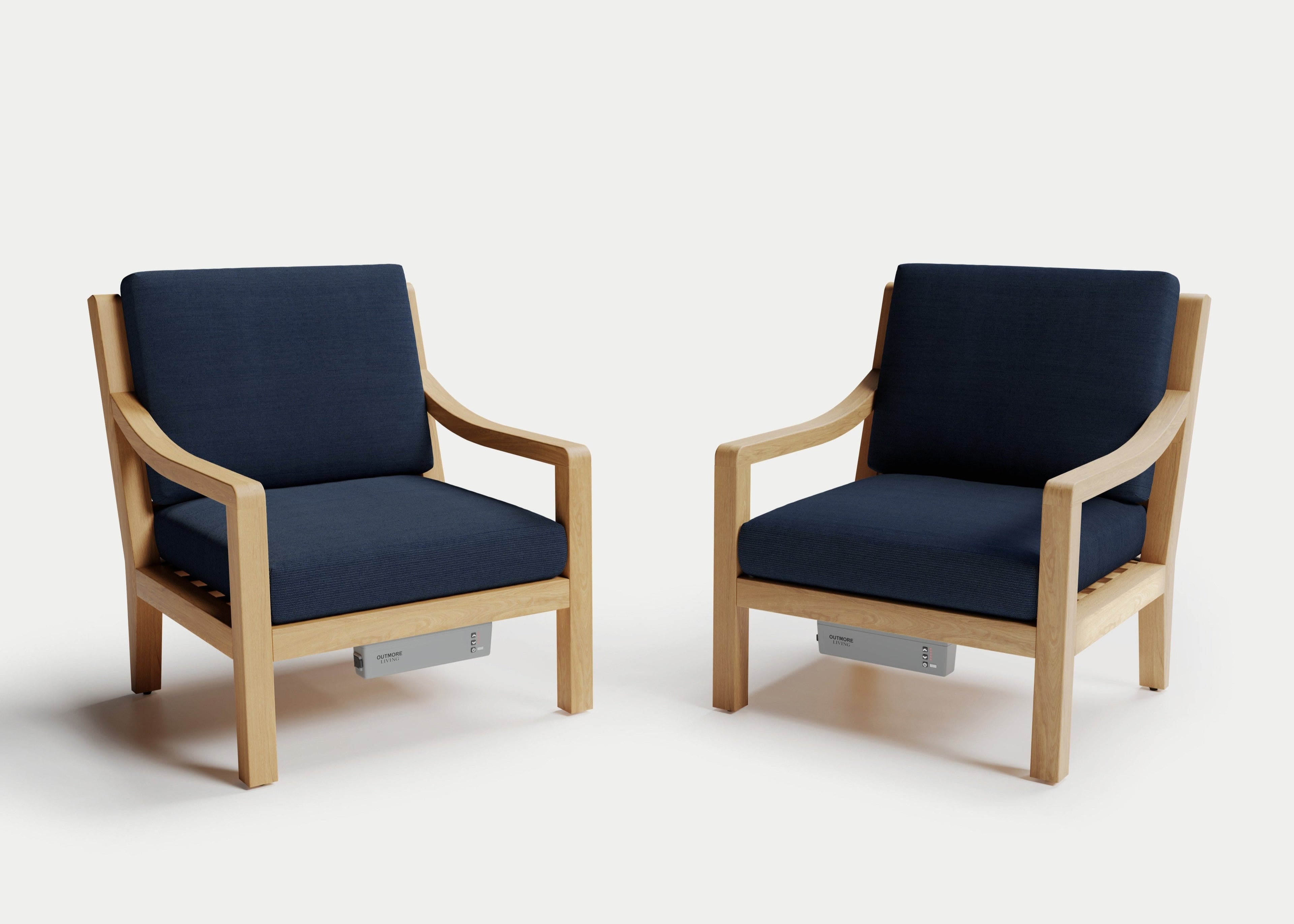 Heated Outdoor Teak Lounge Chair Set