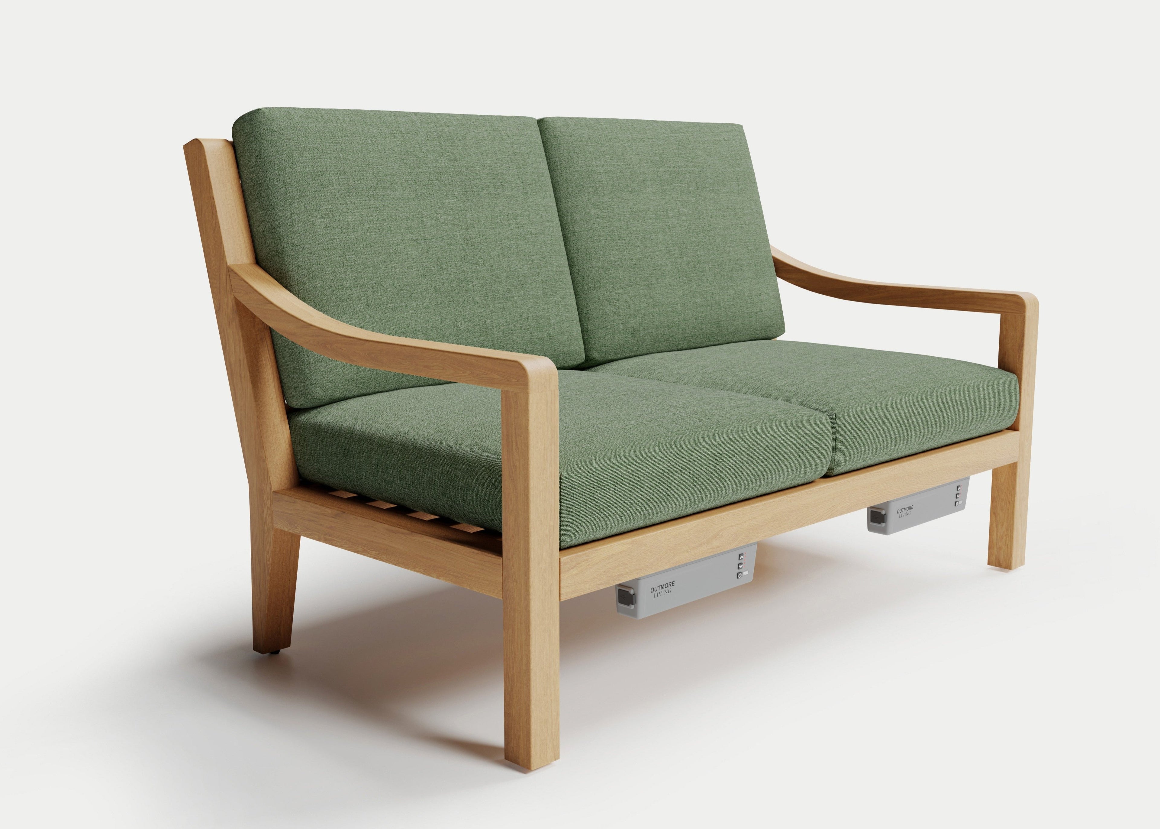 Heated Outdoor Teak Loveseat