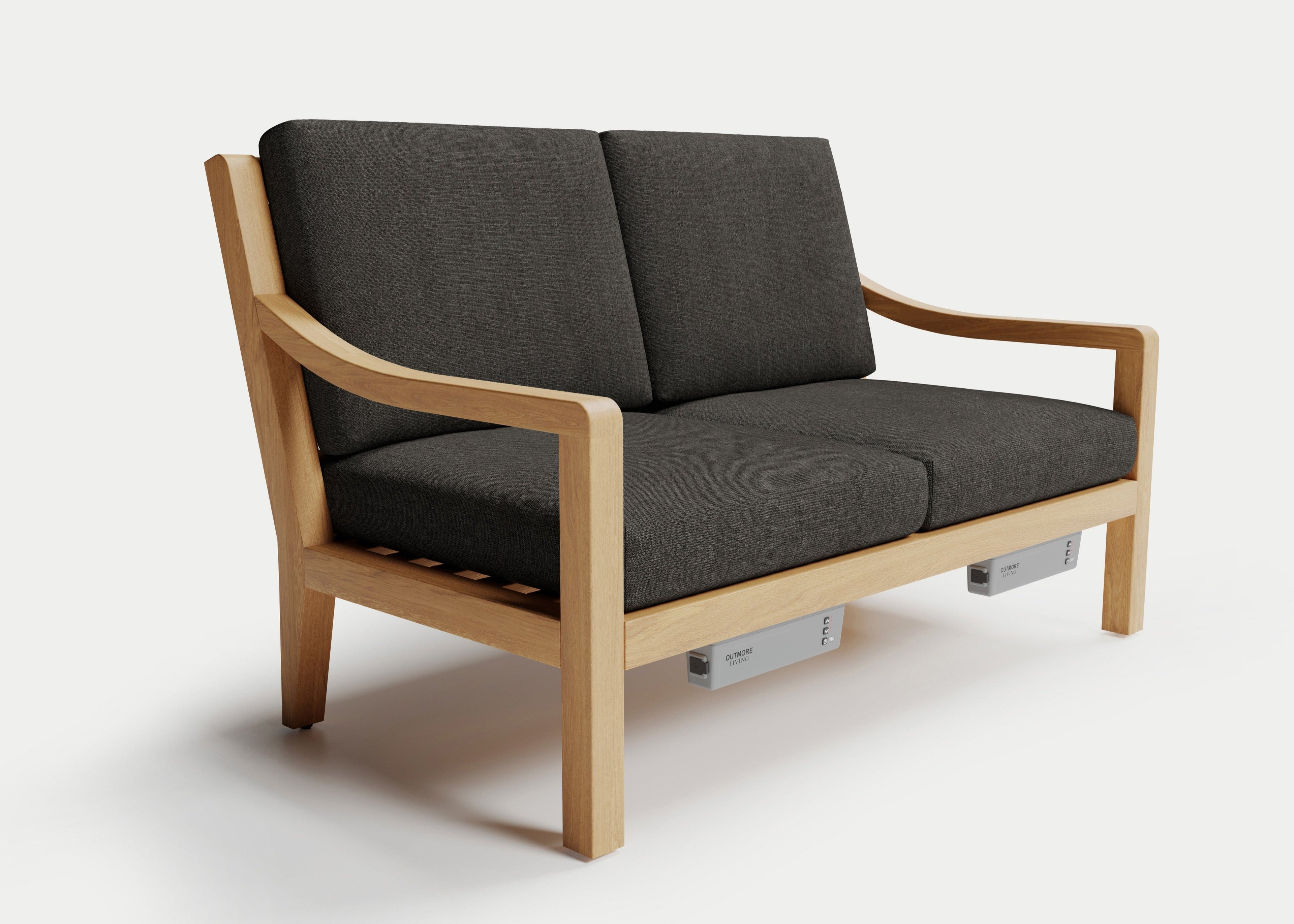 Heated Outdoor Teak Loveseat