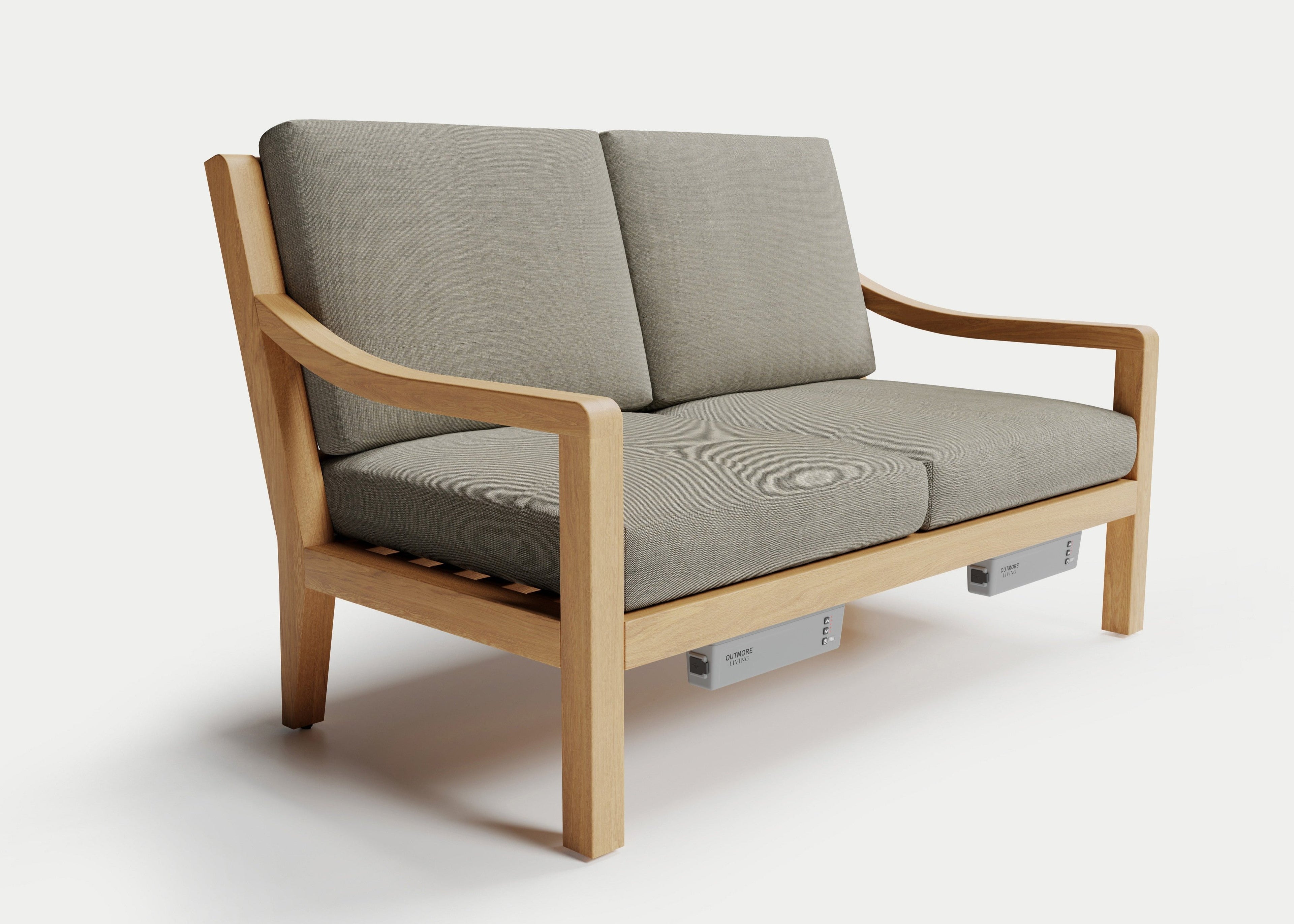 Heated Outdoor Teak Loveseat