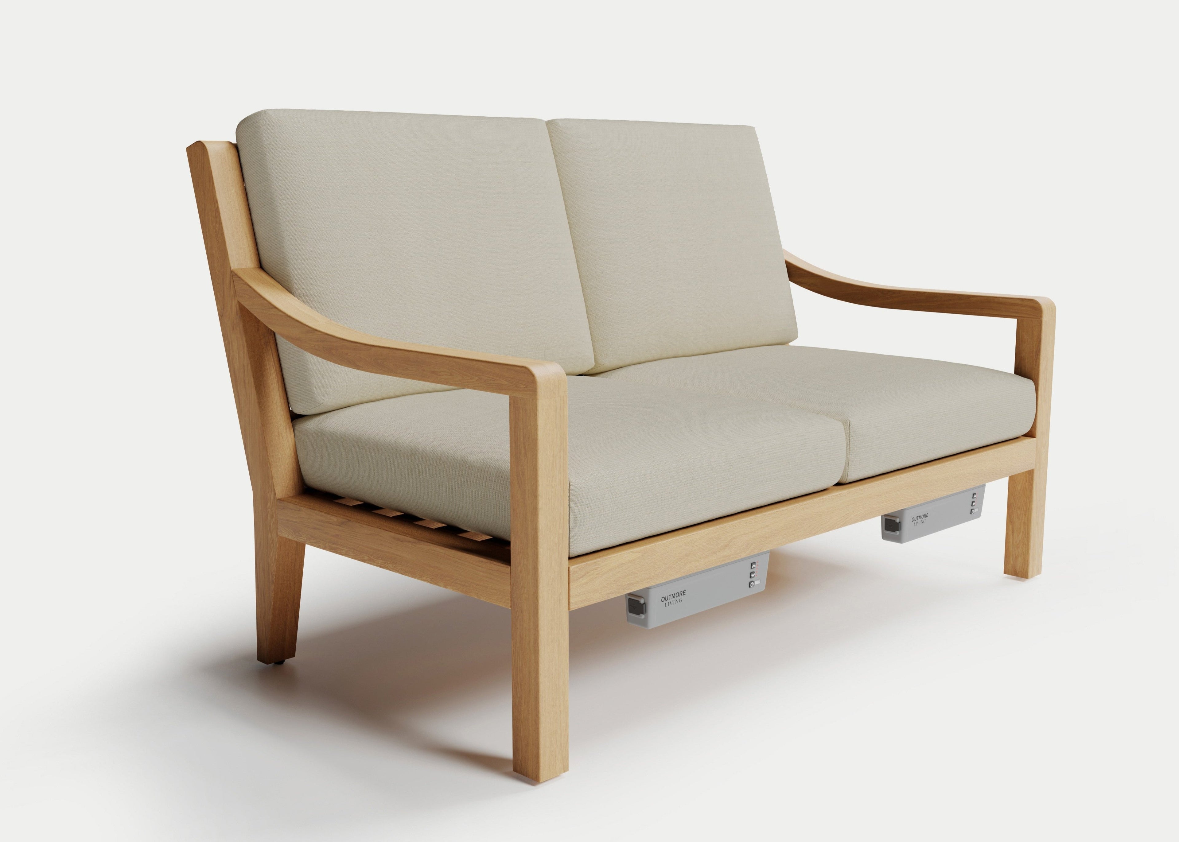 Heated Outdoor Teak Loveseat