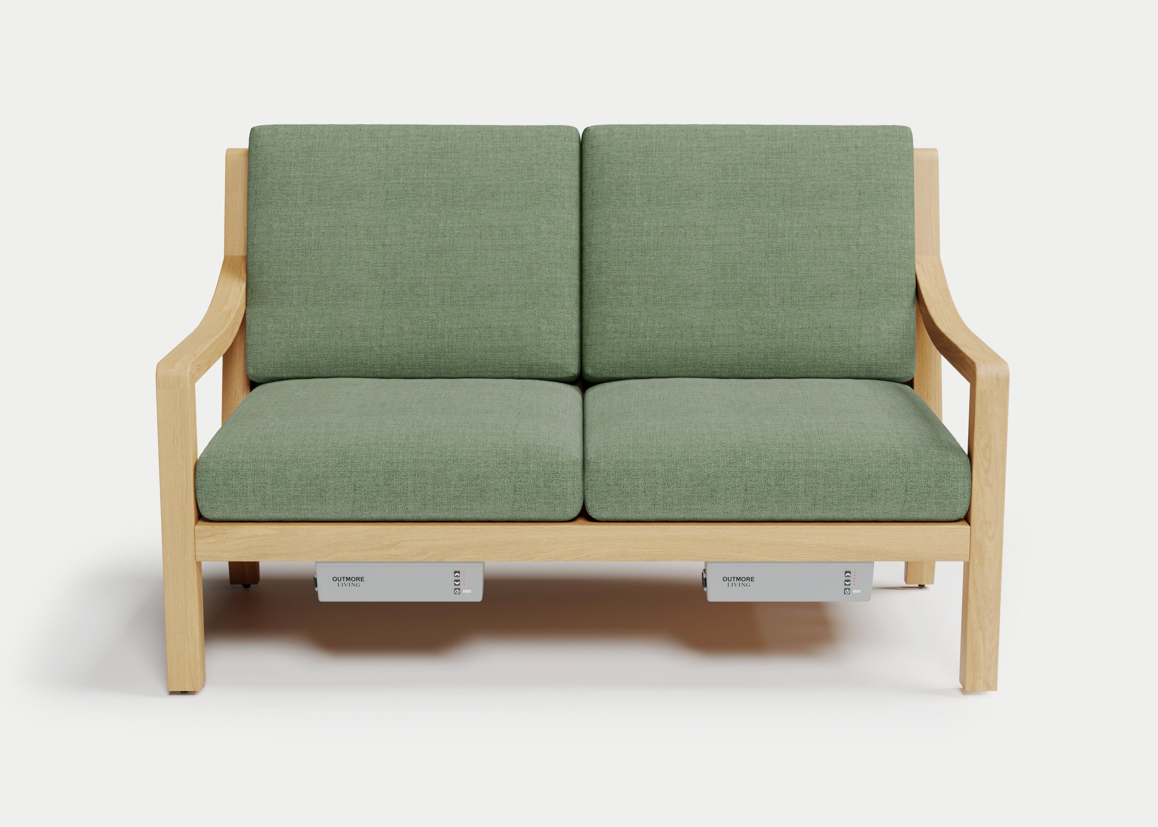 Heated Outdoor Teak Loveseat