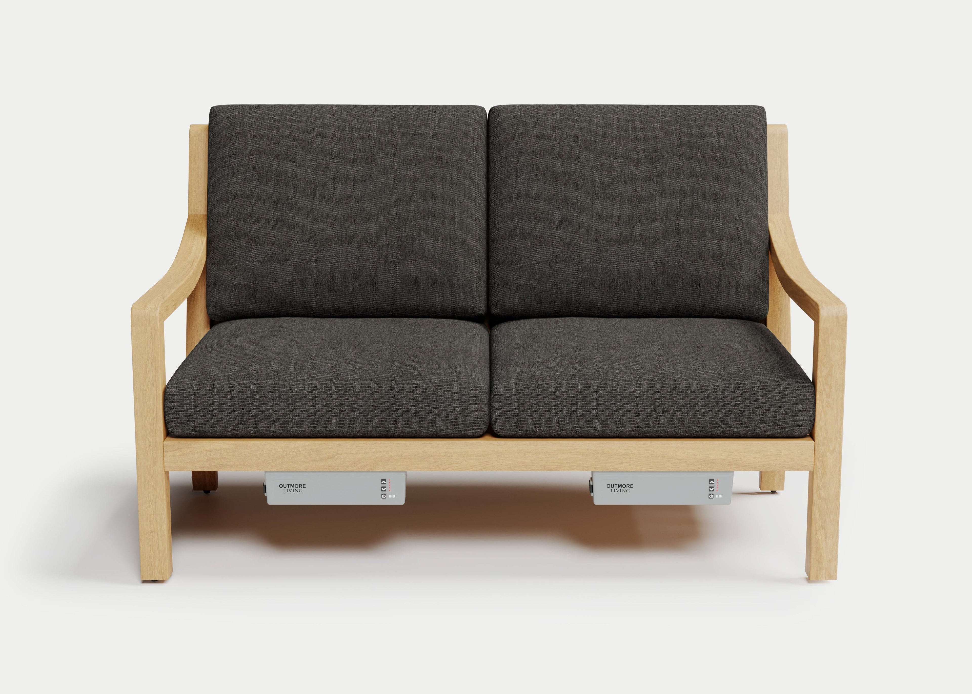 Heated Outdoor Teak Loveseat
