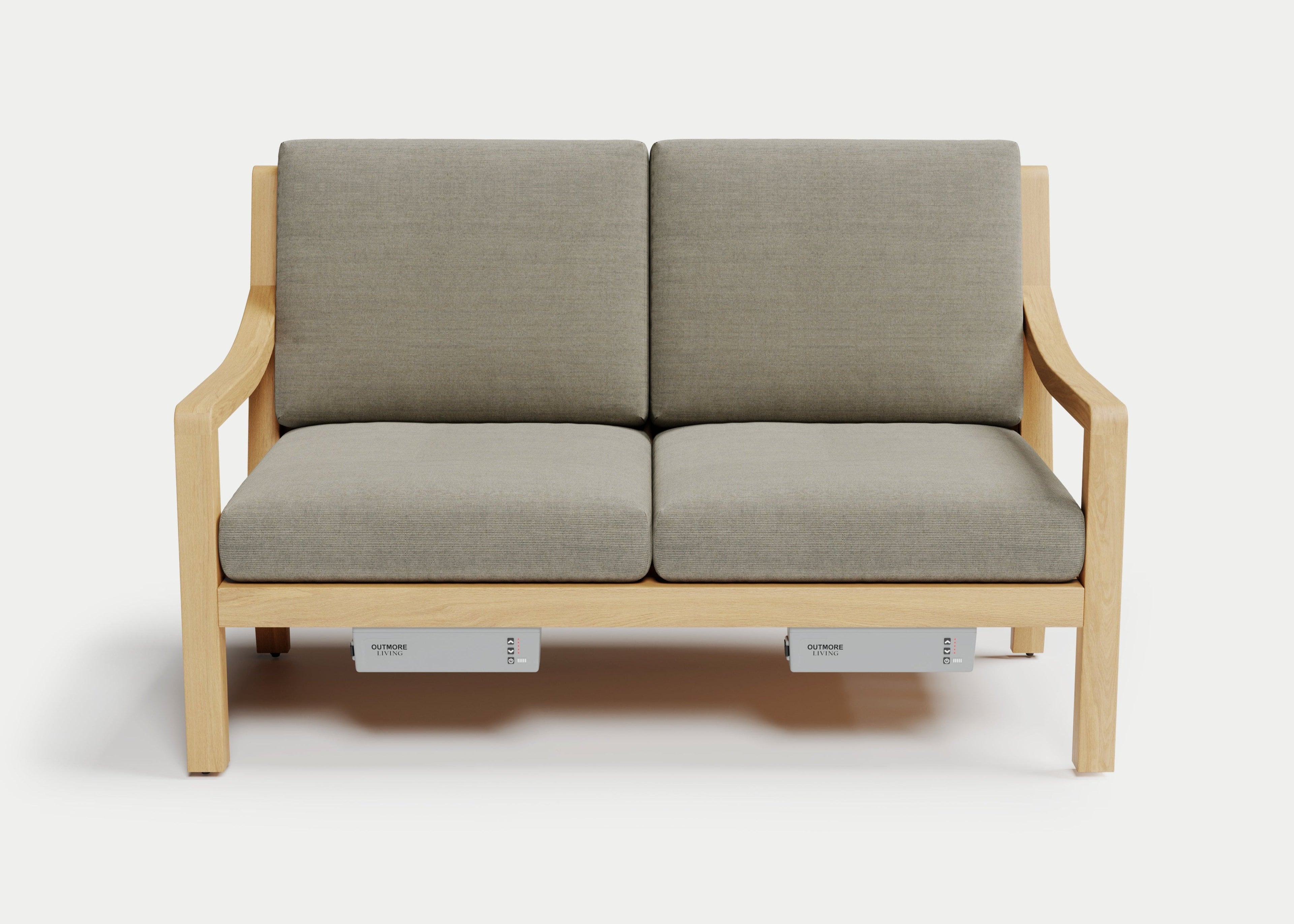 Heated Outdoor Teak Loveseat